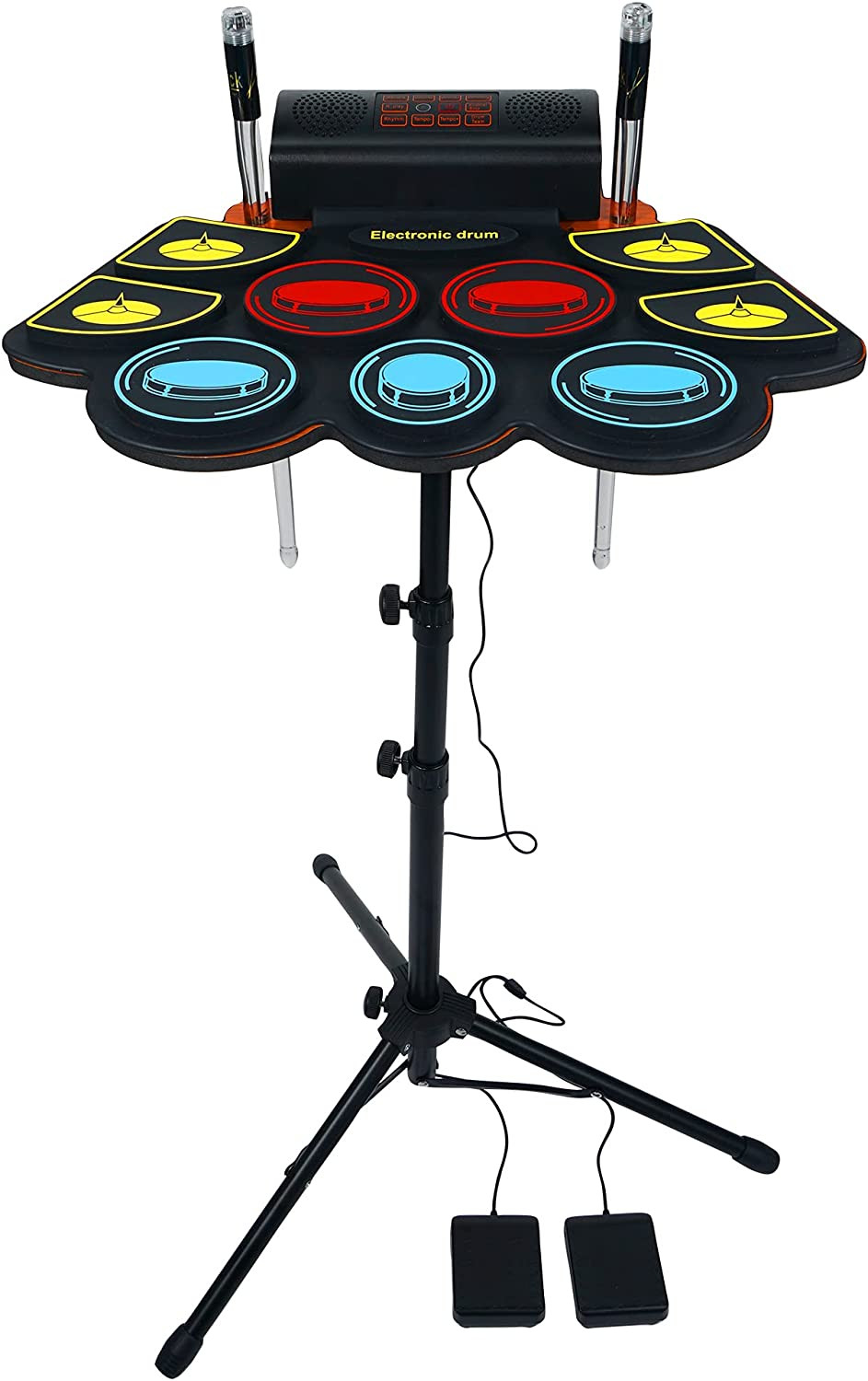 Electric Drum Set for Kids, Electronic Drum Pad with Light up Drumsticks and Dru