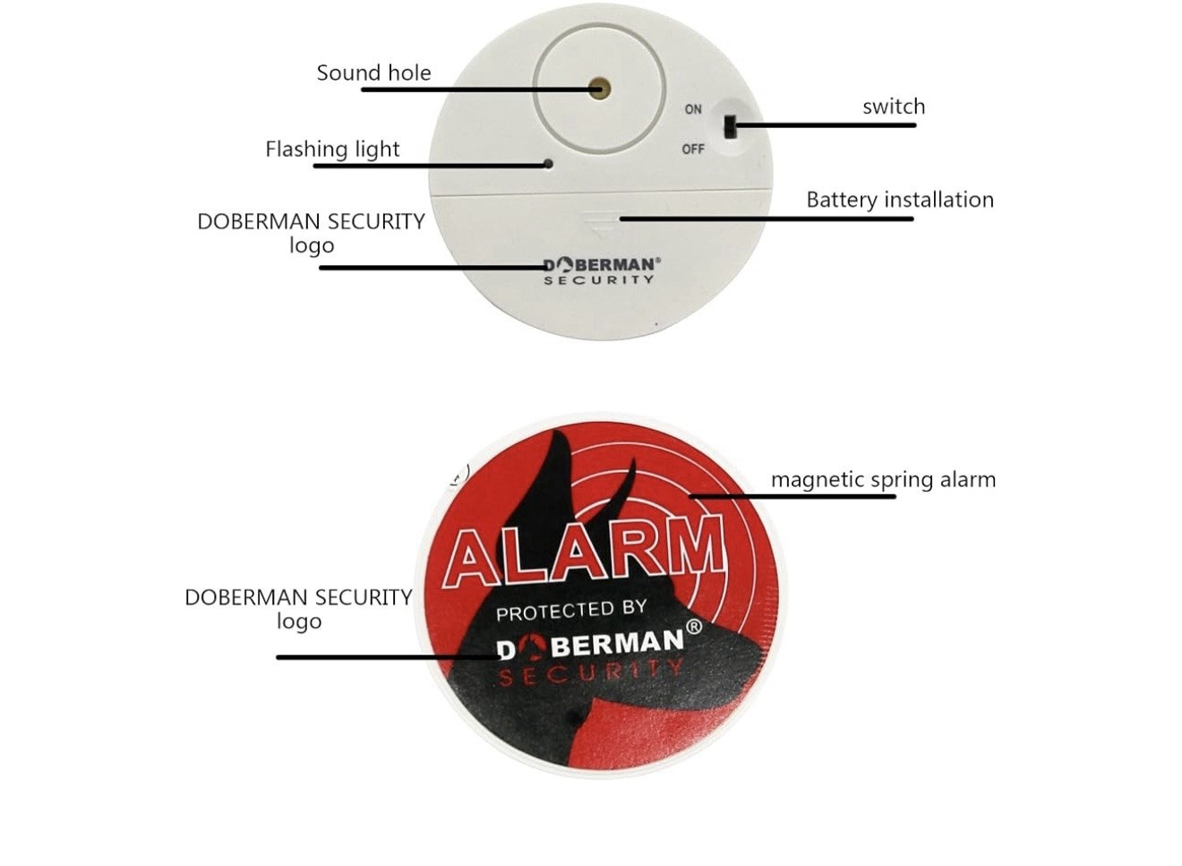 Doberman Security SE-0137 Window/Door Alarm Magnetic & Vibration Sensor 95dB