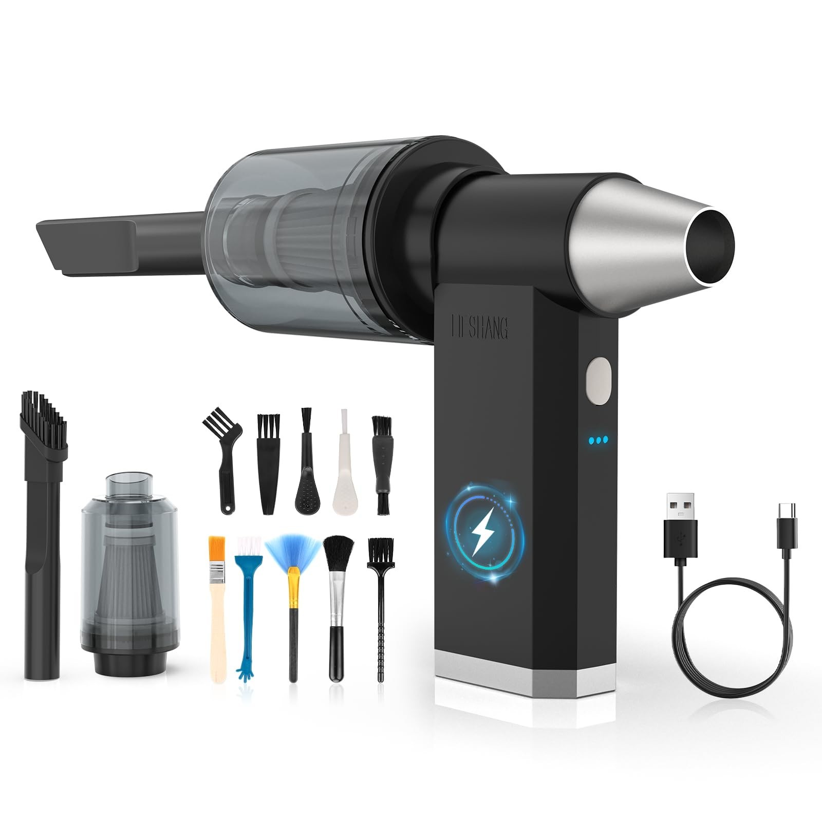 2 in 1 Electric Air Duster and Vacuum,130,000 RPM Powerful Cordless Compresse...