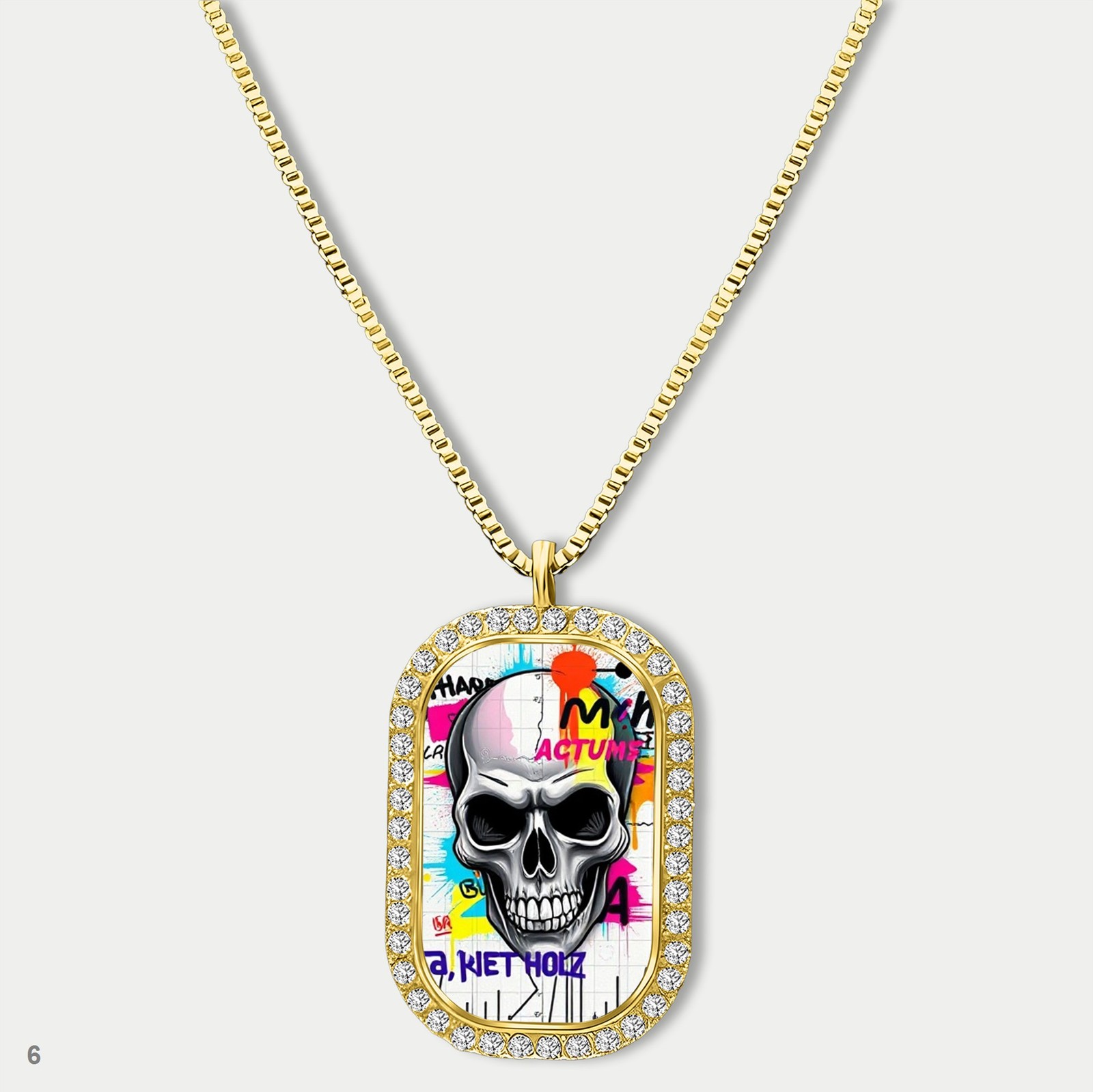 Gorgeous Skeleton Graffiti Skull Fashion Pendant Necklace Chain Image Dog Tag Ch