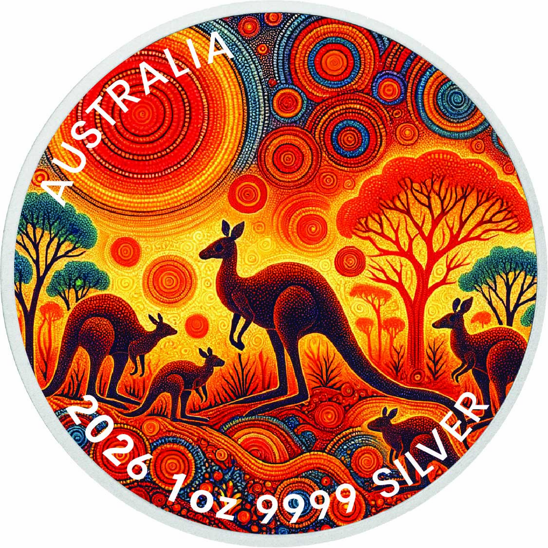 2026 Australia 1oz 9999 Silver BU Kangaroo Country Colouriized