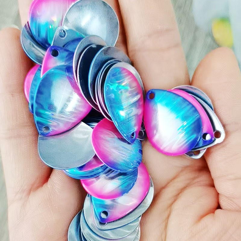 10Pcs UV Luminous Spoon Spinner Blades Diy Metal Teardrop Making Tool Fishing