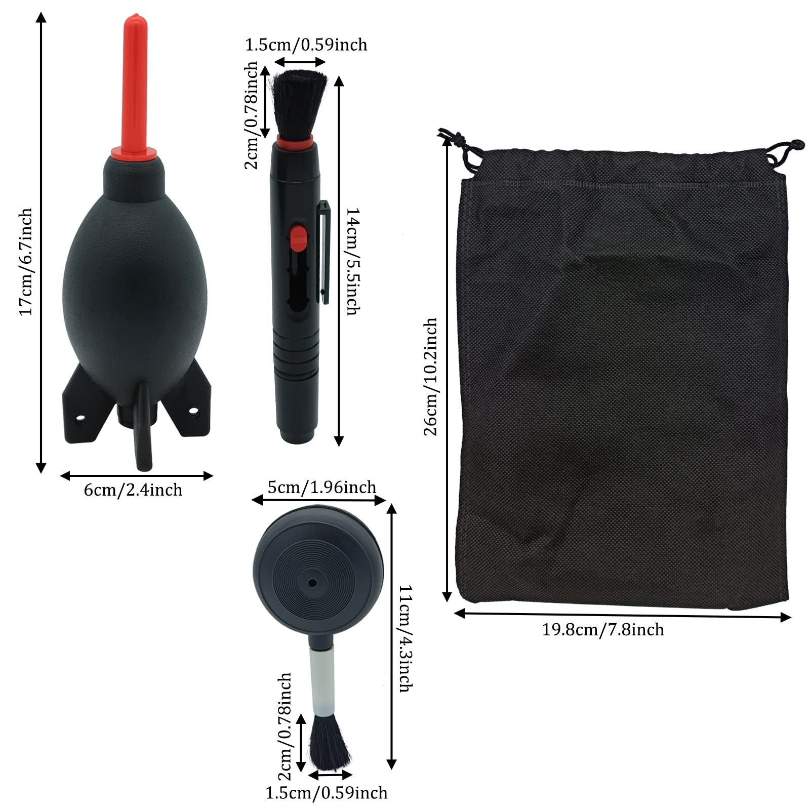 Lens Cleaning Kit Contains 2 Pcs Rubber Rocket Air Blower Duster, Lens Cleani...