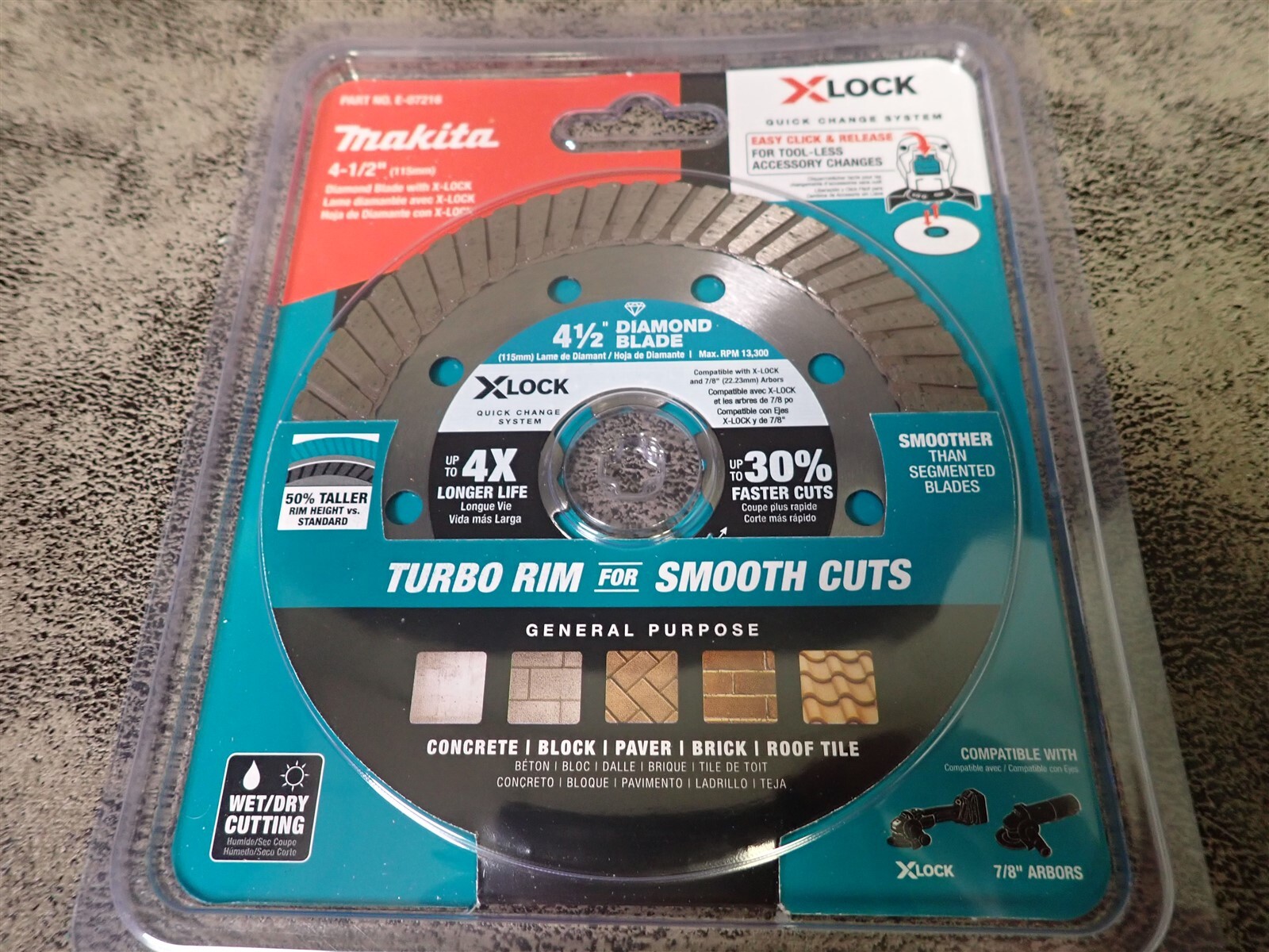 NEW Makita E-07216 4 1/2" Diamond Blade w X-Lock (BN291)