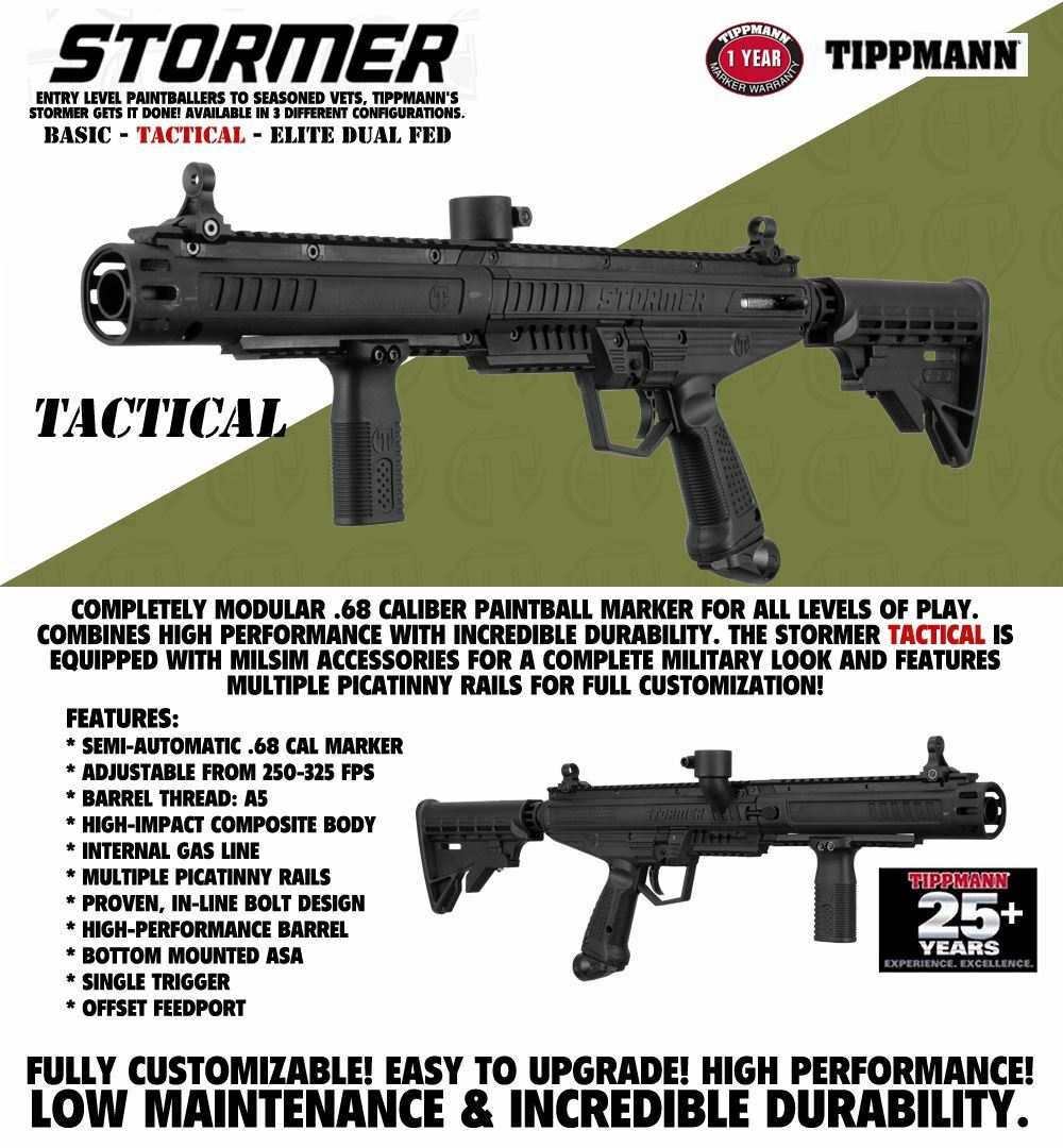 Maddog Tippmann Stormer Tactical Protective CO2 Paintball Gun Starter Pack