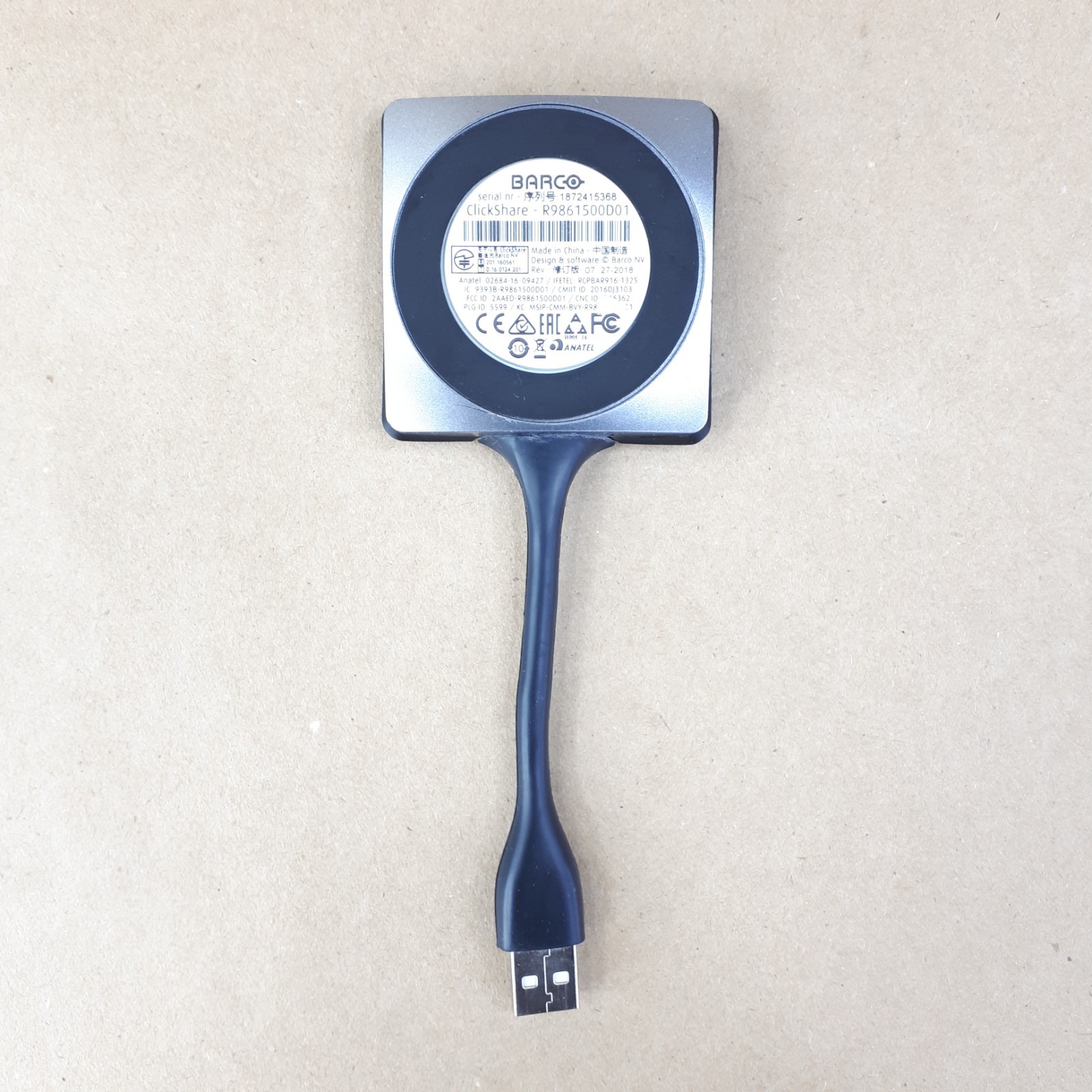 Barco ClickShare USB-A R9861500D01 Wireless Presentation Button AS-IS E6819
