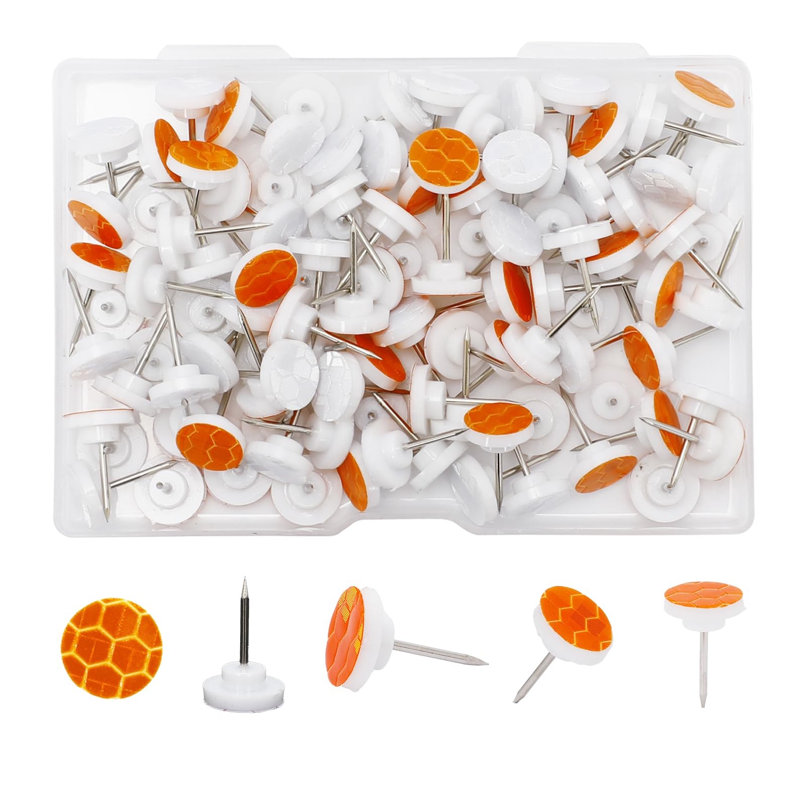100pcs Reflective Tacks Trail Marking Glow Orange, Sliver