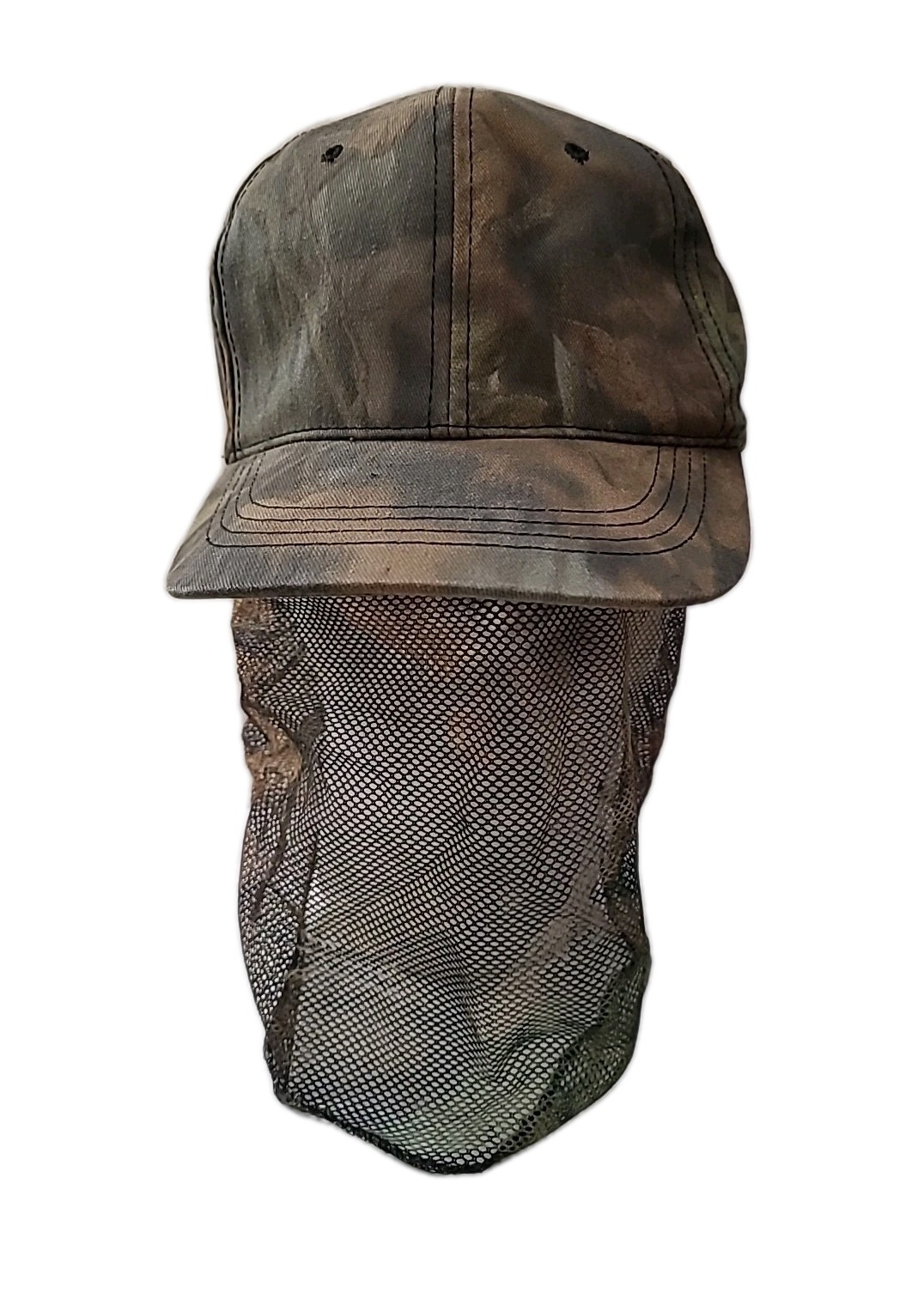 Camouflage Adjustable Ball Cap With Camo Netting Attached Snapback Cap Hunting