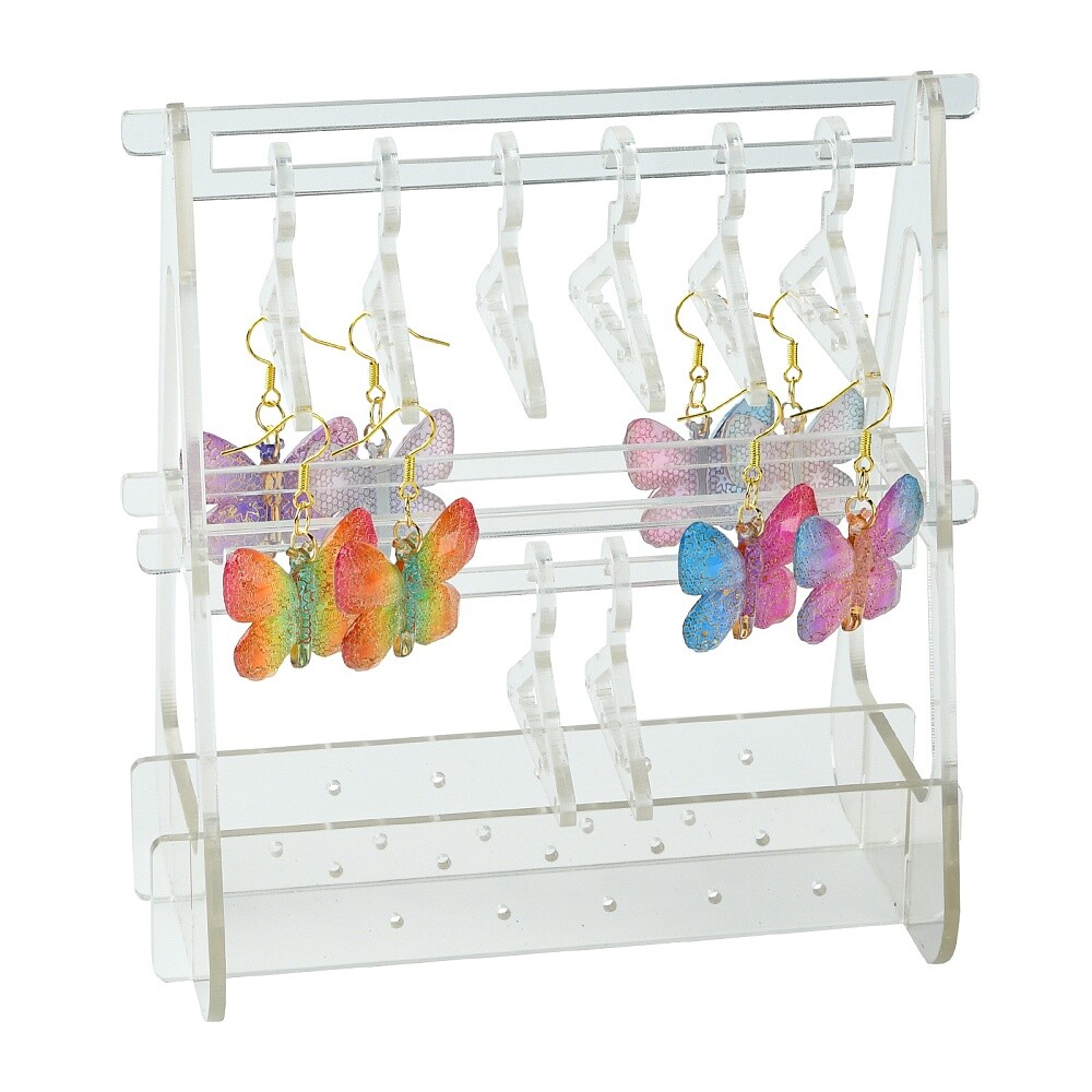 Acrylic Earring Storage Display Rack Transparent Creative 2 Layers Hanger