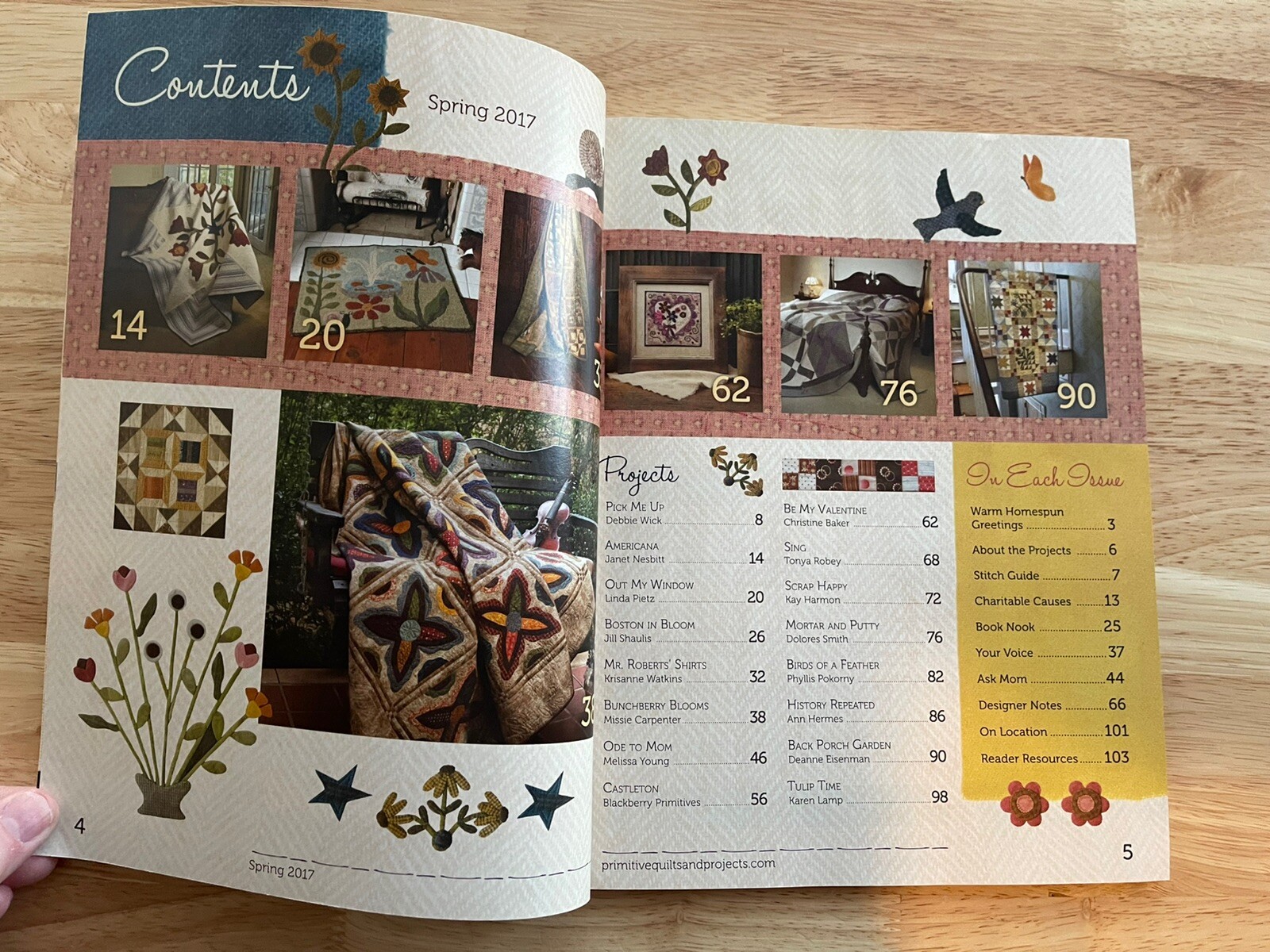 Primitive Quilts & Projects Magazine Spring 2017 Quilting Rug Hooking Stitching