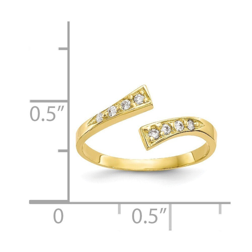 Solid 10k Yellow Gold CZ Cubic Zirconia Simulated Diamond Toe Ring - Adjustable