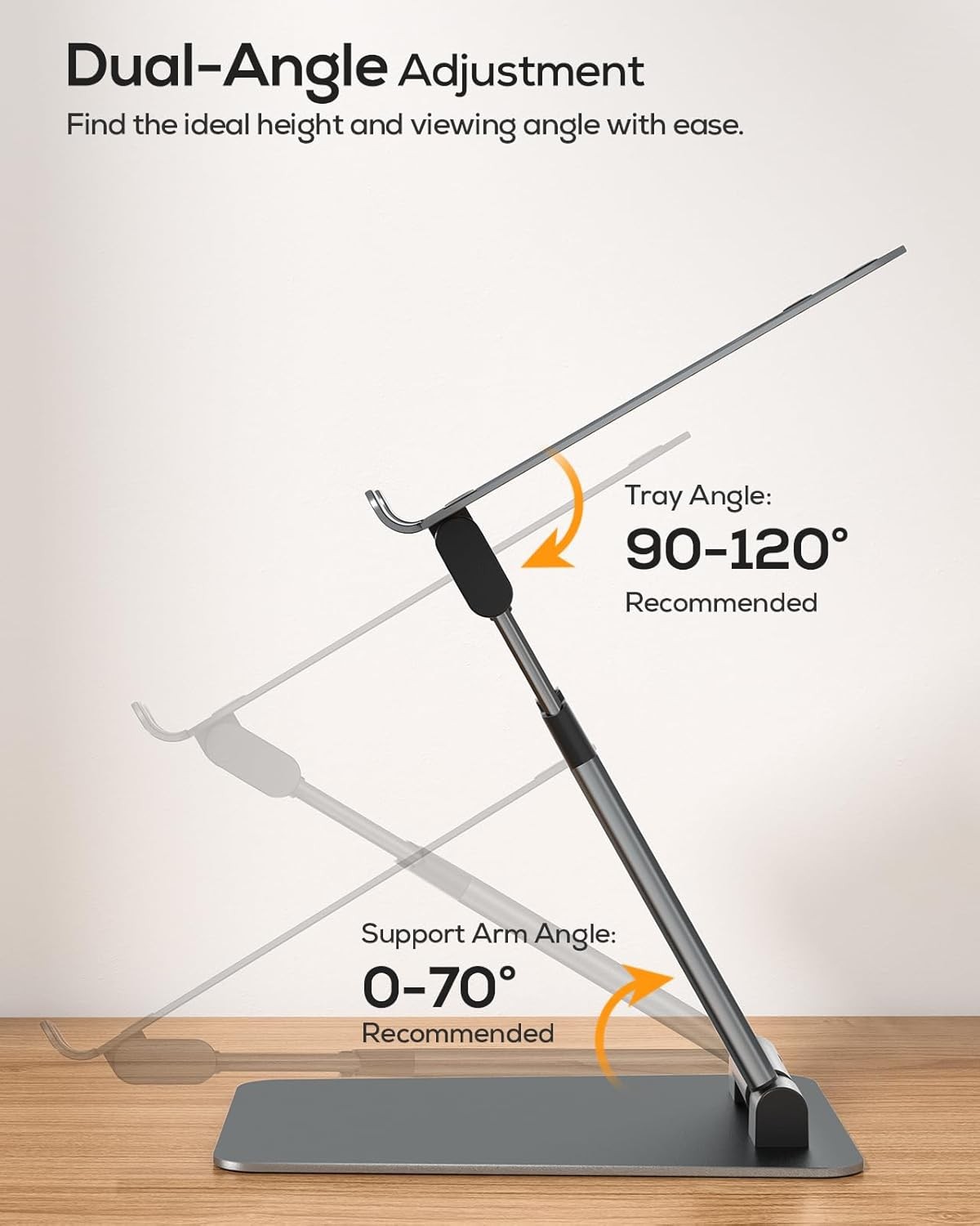 Height Adjustable Laptop Stand for Desk, Dual Foldable Aluminum Computer Riser