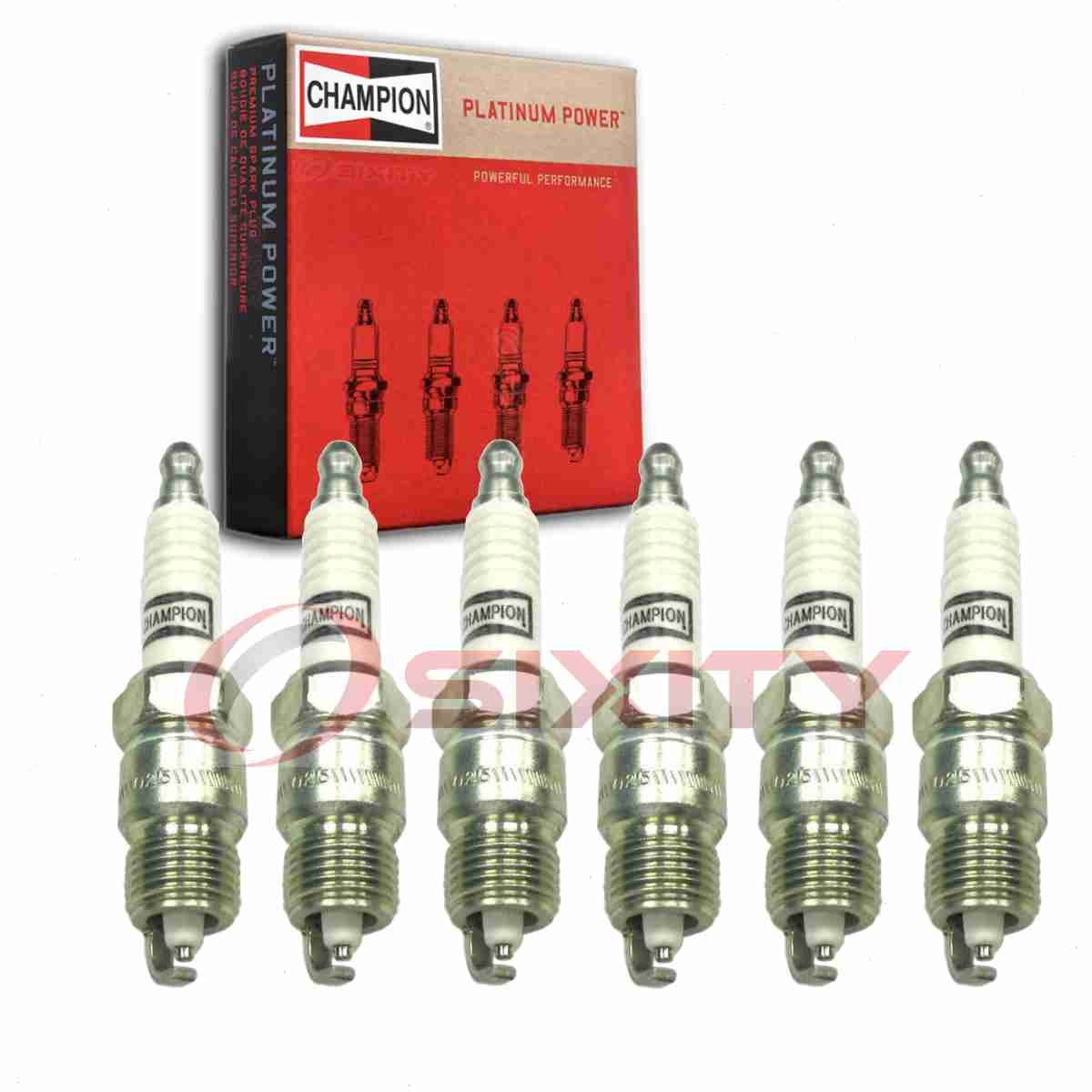 6 pc Champion Platinum Spark Plugs for 1976-1996 Chevrolet P30 4.1L 4.3L L6 wm