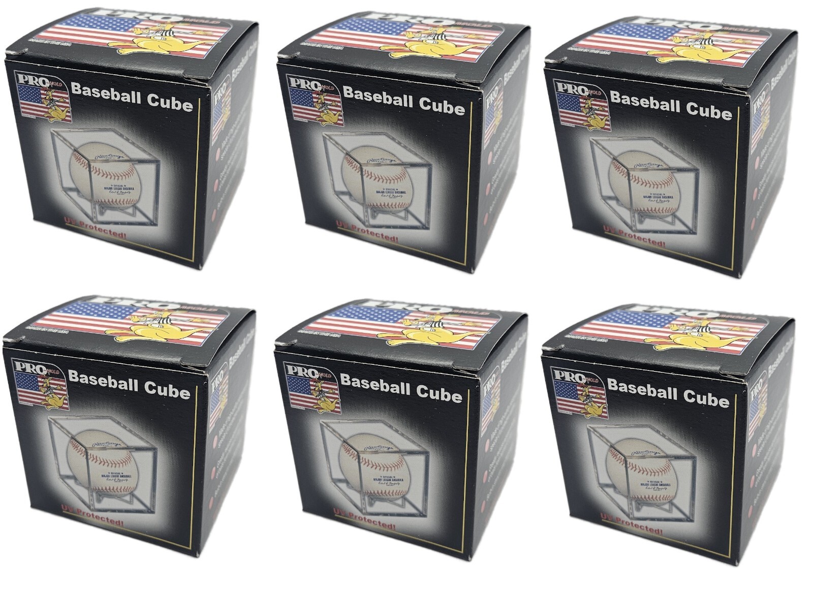 (6 Count) Pro-Mold Ball Cube IV Square Baseball Holder Display Case UV Protected