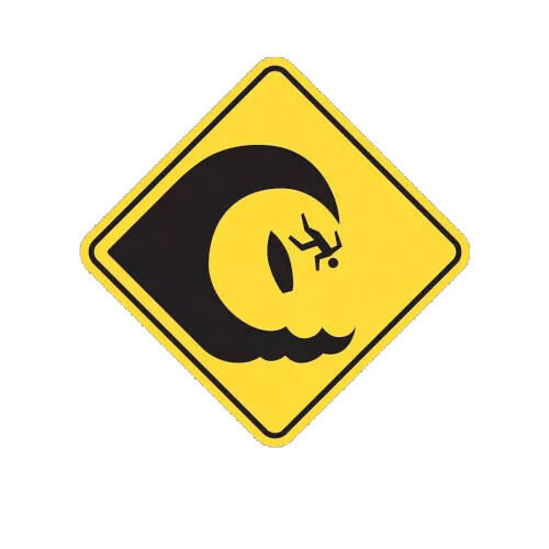 Caution Sign High Surf Sticker