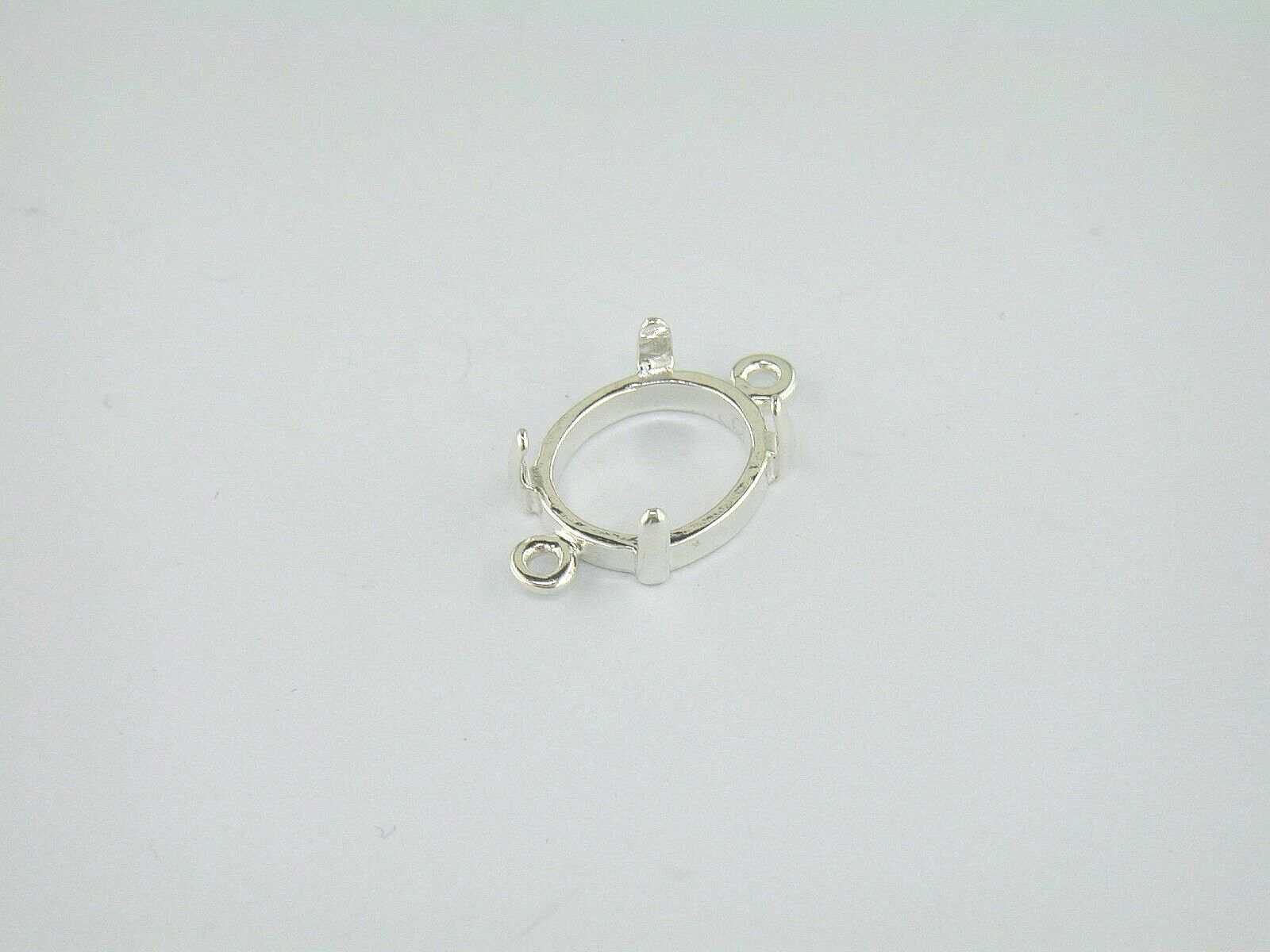 Oval Cabochon Double Loop Dangle Setting Sterling Silver