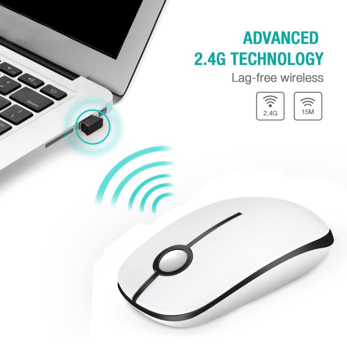 Wireless Mouse, Vssoplor 2.4G Slim Portable Computer Mice with Nano Receiver