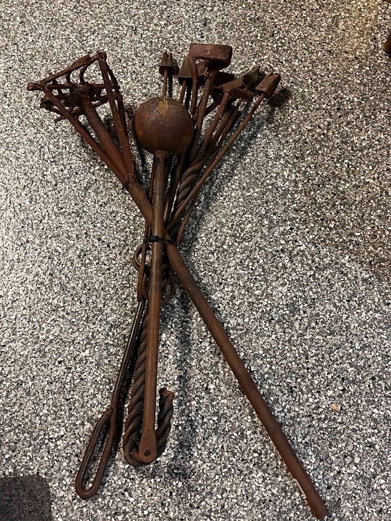 Set Of  Antique Forged Blacksmith Tools &  Primitive Branding Irons