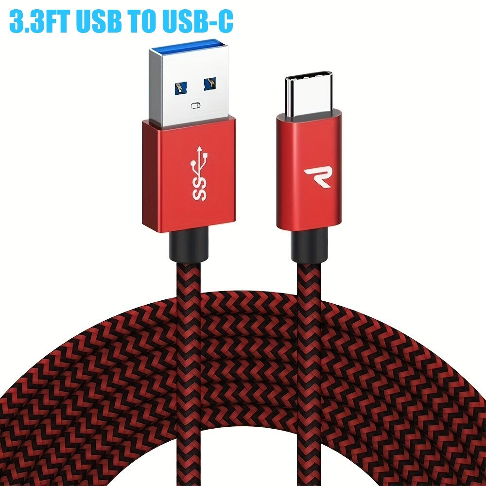 3-PACK 3.3Ft USB to USB-C Type C Fast Charging Data SYNC Charger Cable Cord
