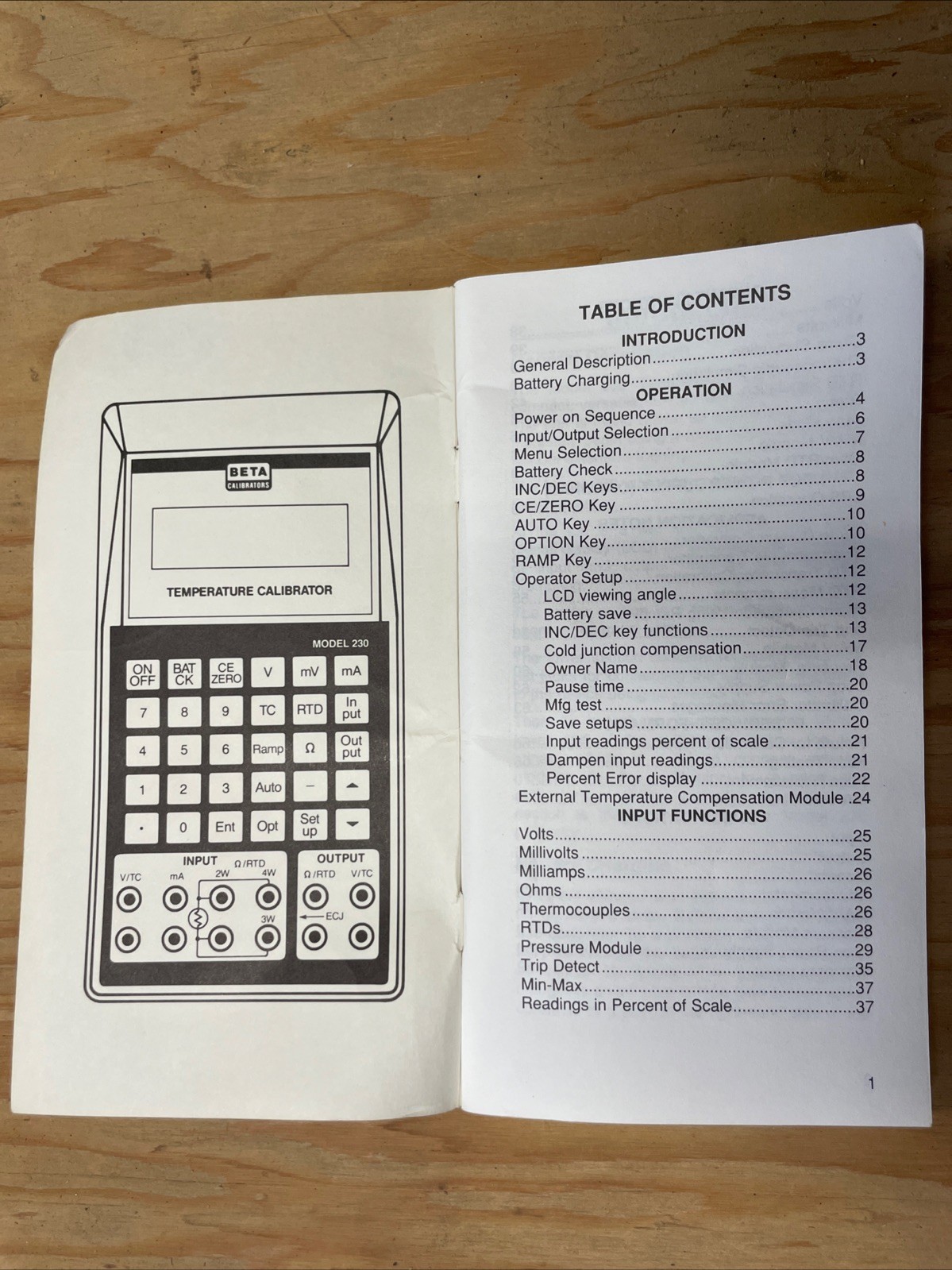 Beta / Model 230 Temperature Calibrator Manual - ORIGINAL