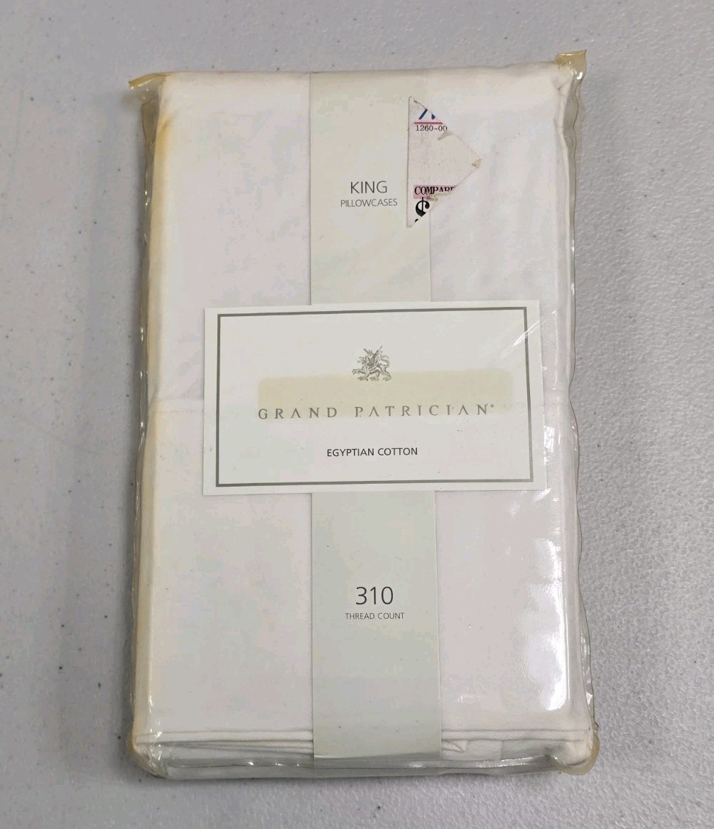 Grand Patrician 2 King Pillowcases Egyptian Cotton Blend Scroll 310 Thread Count