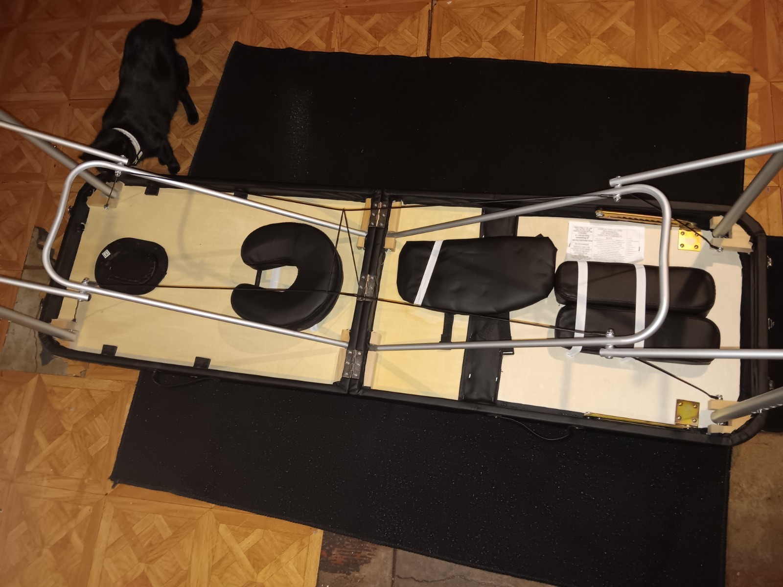 Portable Foldable Black Massage Table with Metal Frame & Face Cradle