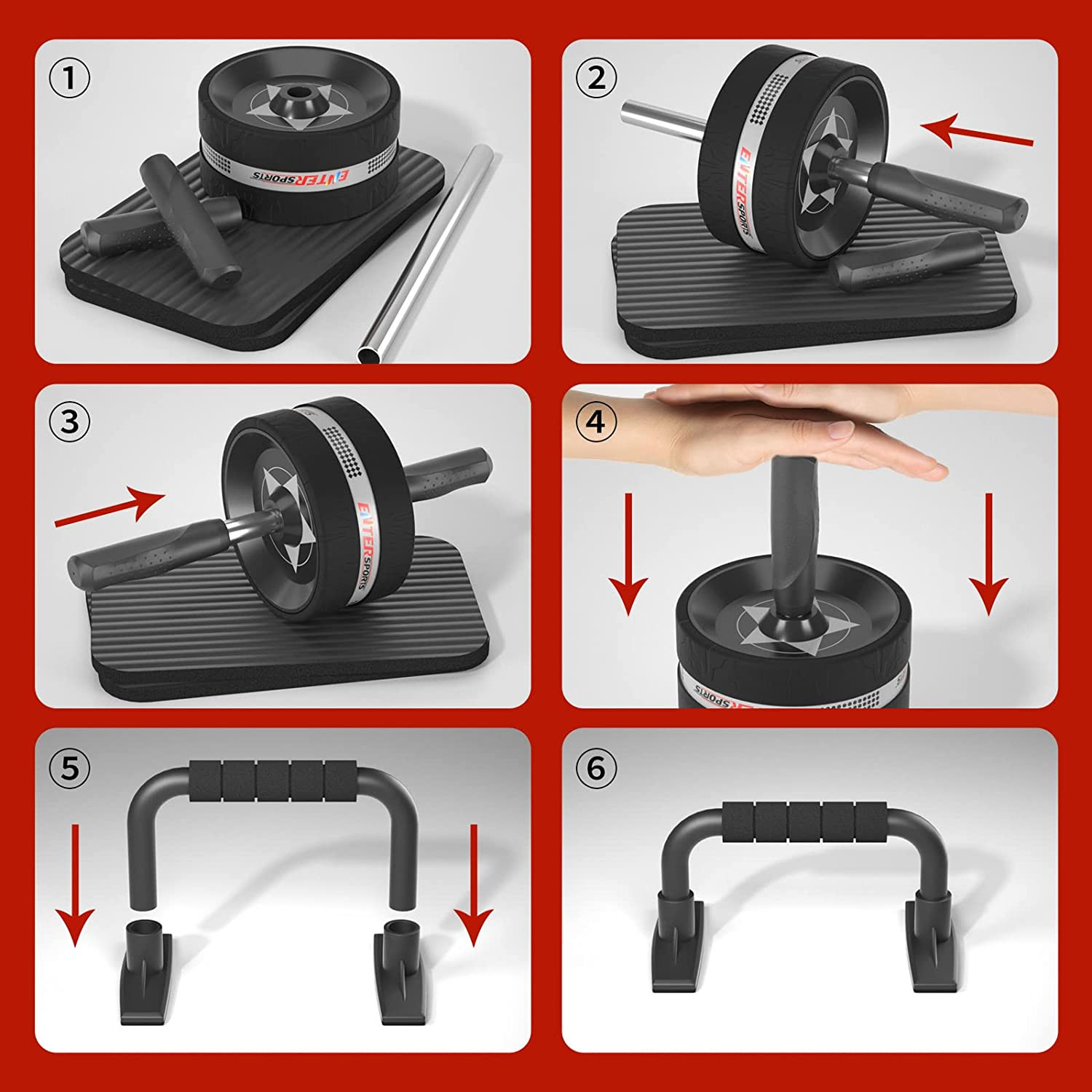 Ab Rollers Wheel Kit, Exercise Wheel Core Strength Training Abdominal Roller Set