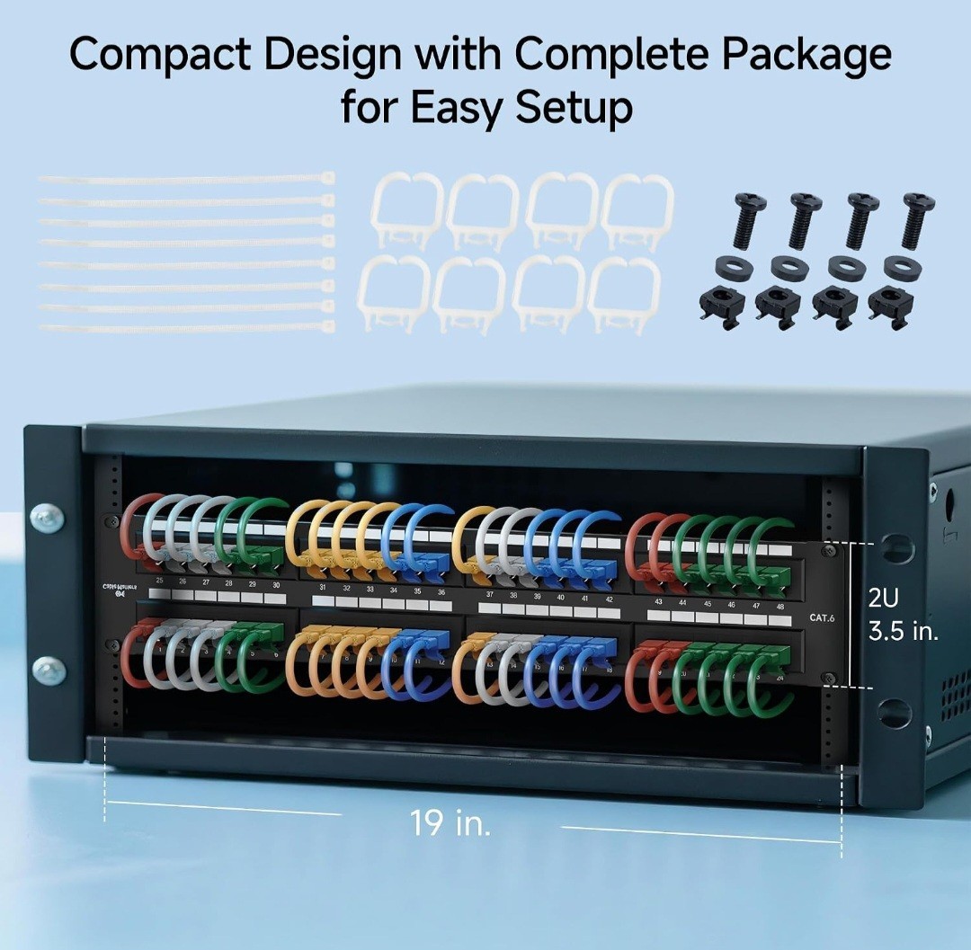 Cable Matters 180012-CAT6 Rackmount or Wallmount 48-port Cat6 Rj45 Patch Panel
