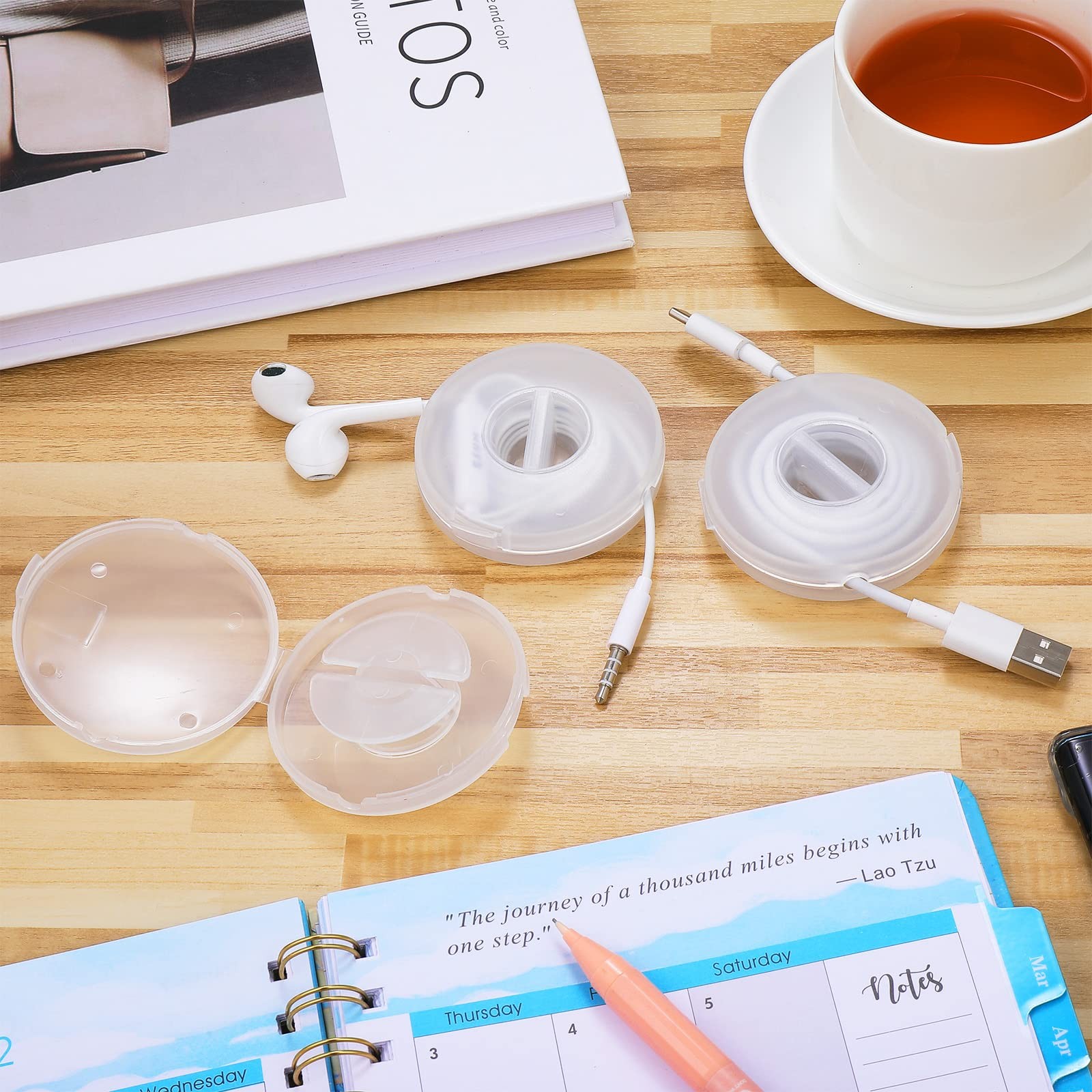 9 Pcs Retractable Charging Cord Organizer Round