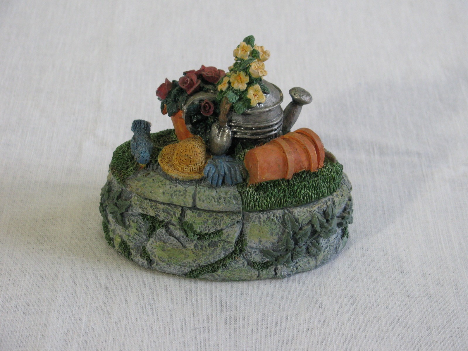 Vtg Resin 'In The Garden' Trinket Box, Unbranded