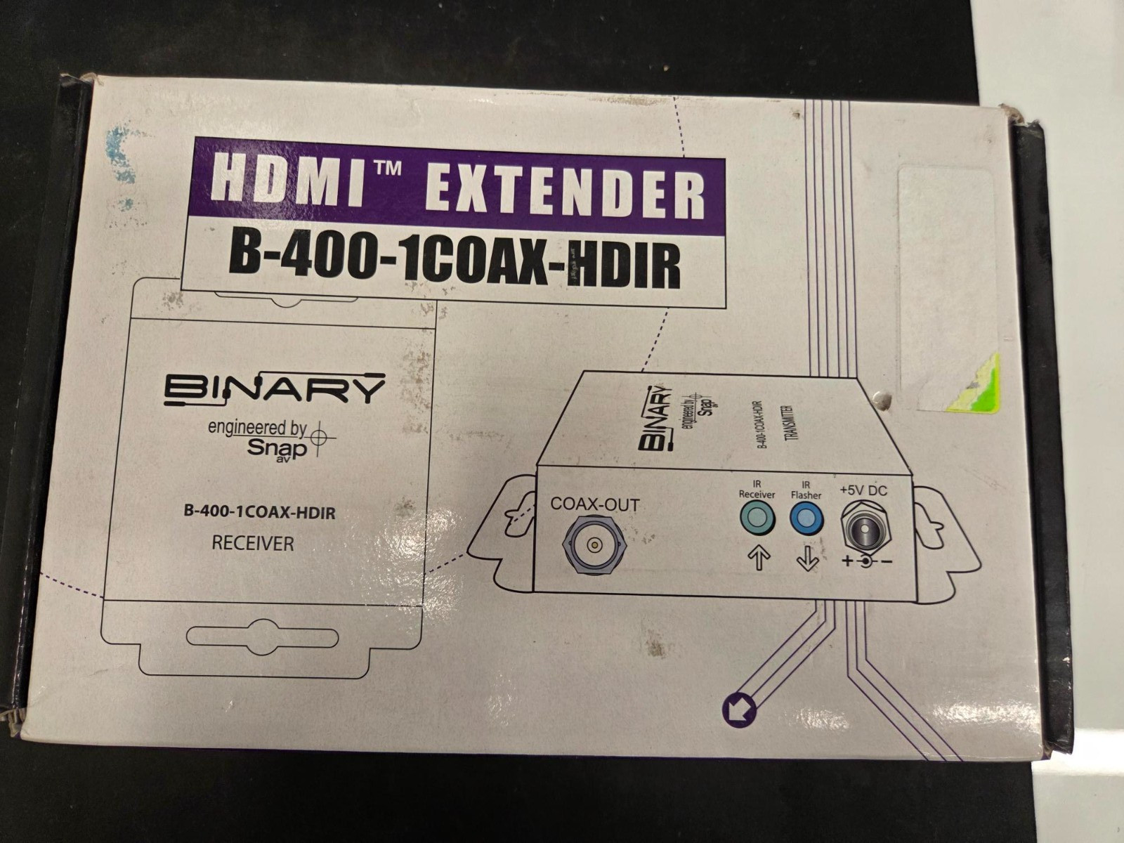 Binary HDMI over Coax Extender with IR B-400-1COAX-HDIR