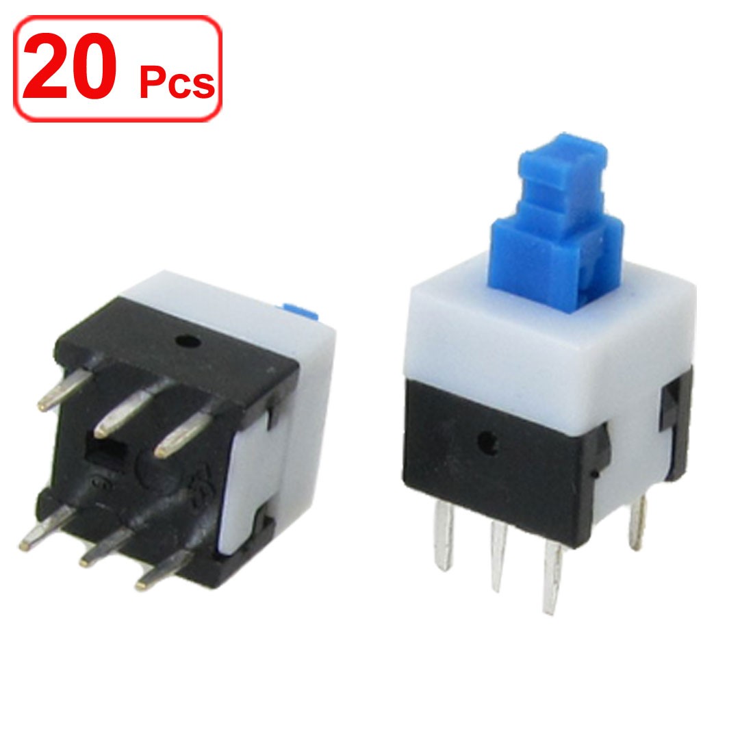 20 Pack 8 x 8mm x 17mm Latching Tactile Tact Push Button Switch Self Lock 6 Pin