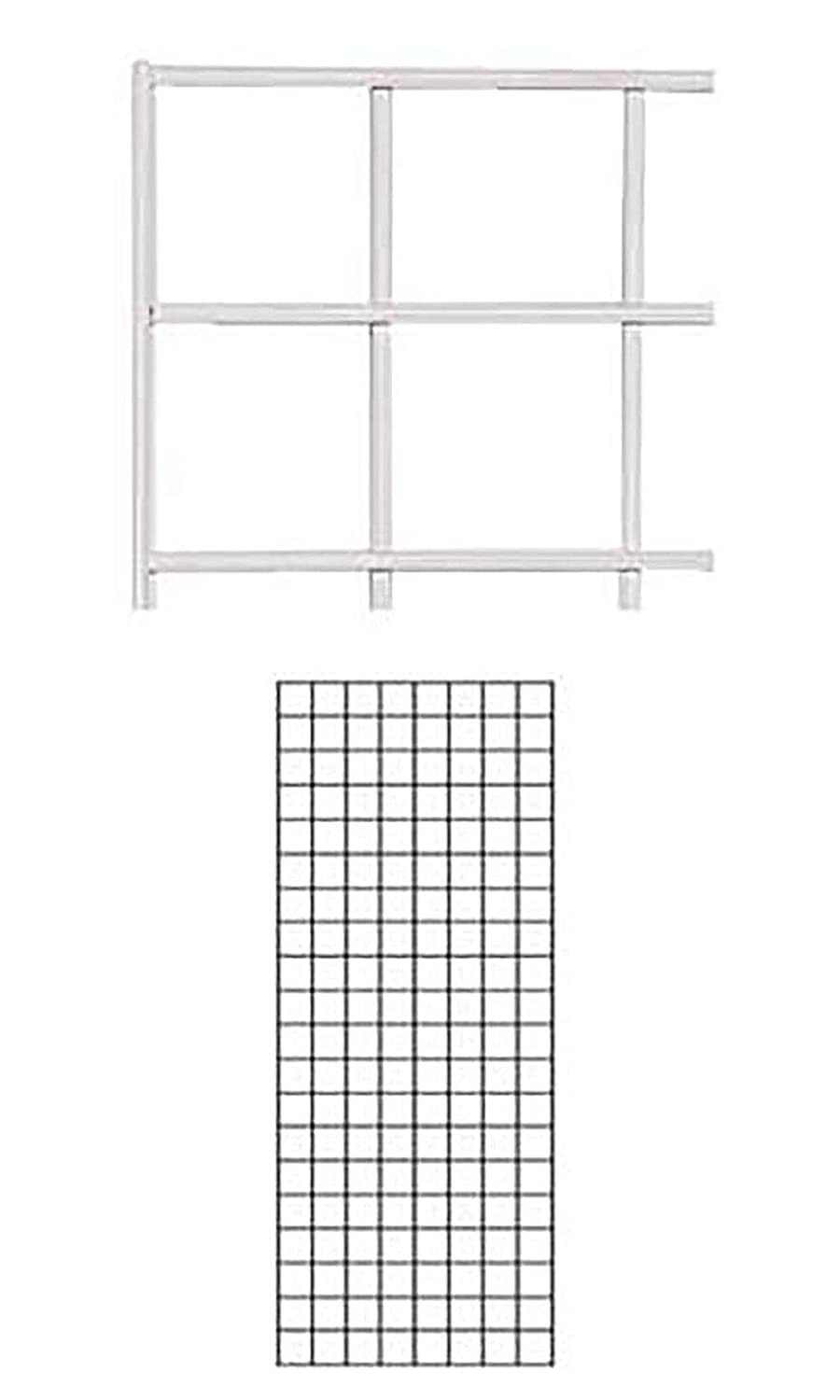 Set of 4 Gridwall Panels 2' x 5' Grid Wall Display White Panel Steel Powder Coat
