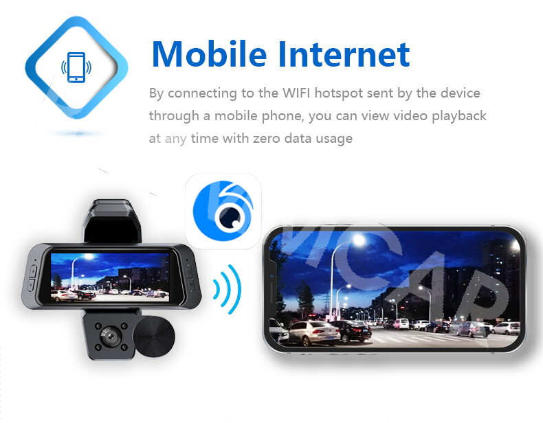 Dash Cam 3 Channel 4K Dash Camera Three Cameras W/WiFi Loop Recording G-Sensor