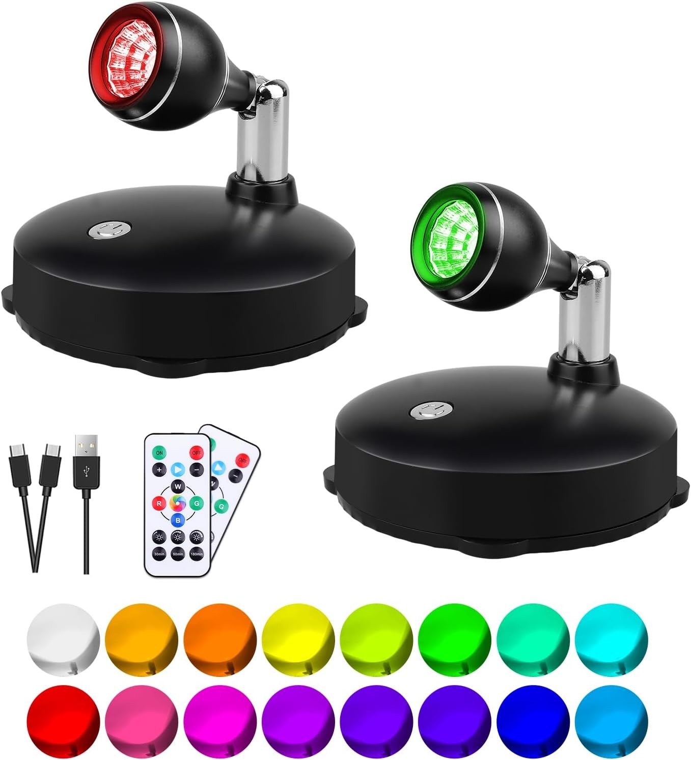 2-Pack Wireless Spotlights Rechargeable Sopt Lights Indoor with Remote 16