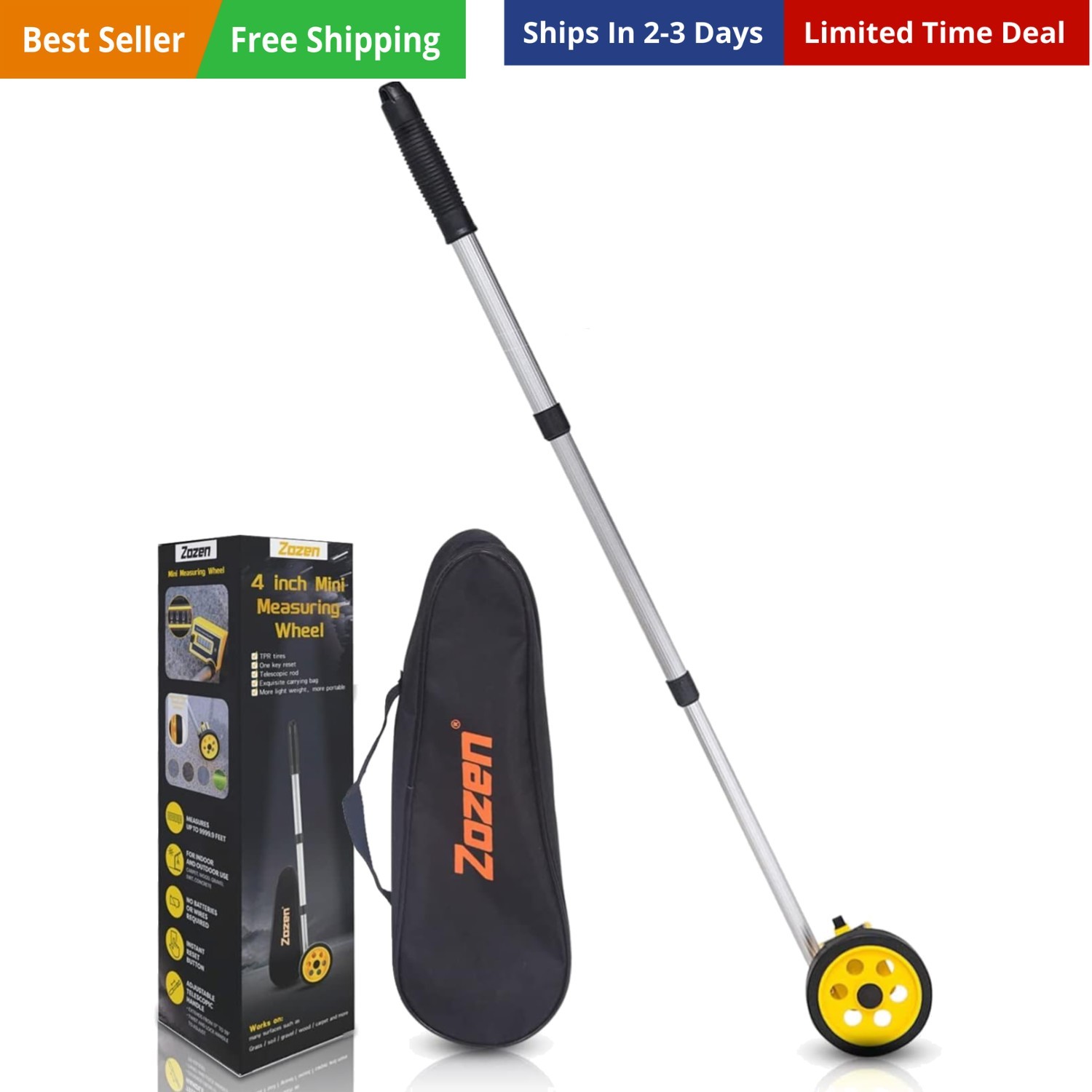 Measuring Wheel in Feet and Inches, Scalable Length 40in, 4-inch Measure Whee...