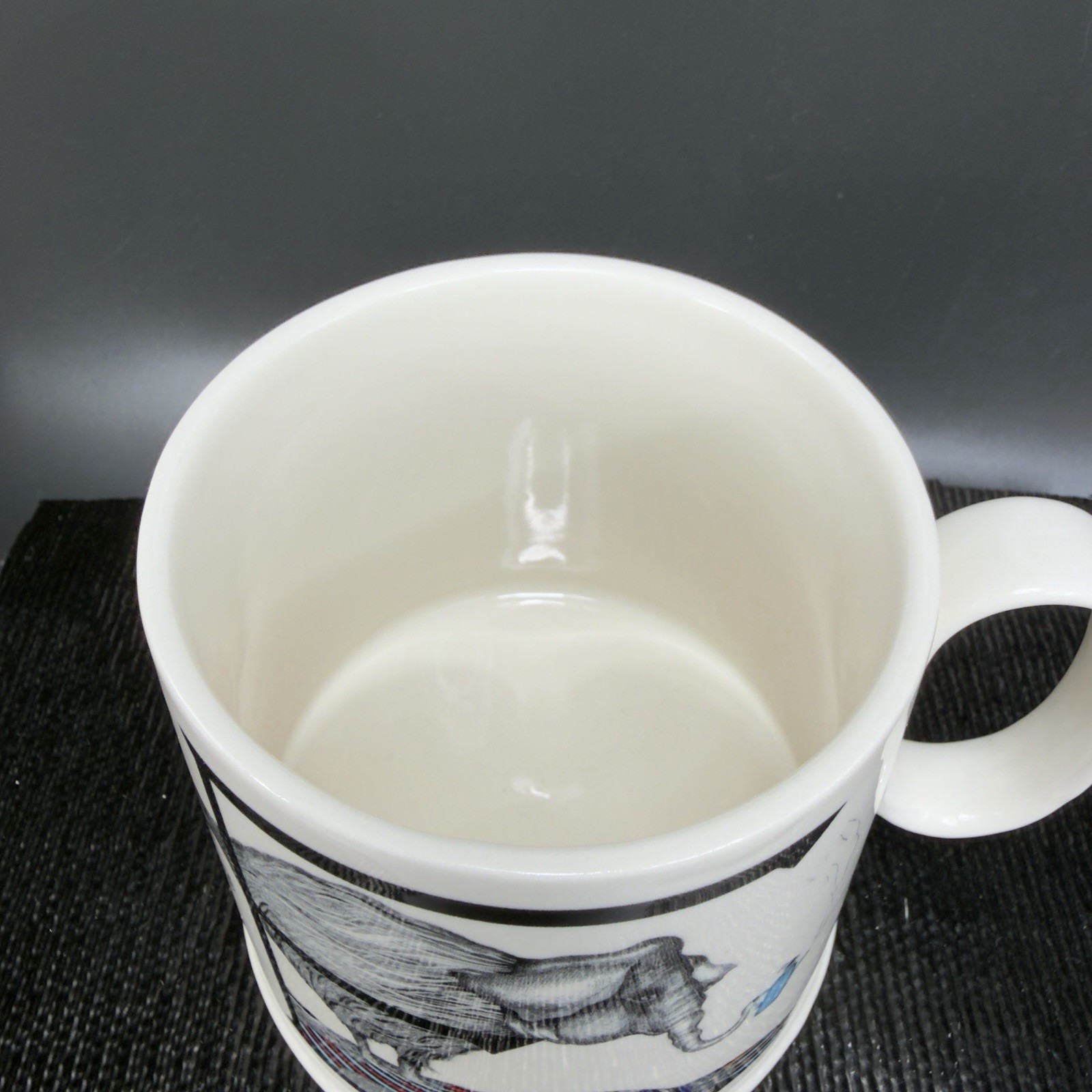FLORENCE BALDUCCI for Anthropologie Ceramic Mug Cup Monogram E Elephant Pattern