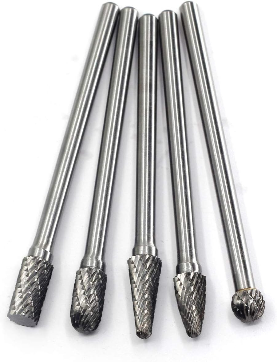 Carbide Burrs Set - 5Pcs Diameter Extended Long Double Cut Solid Carbide Rotary