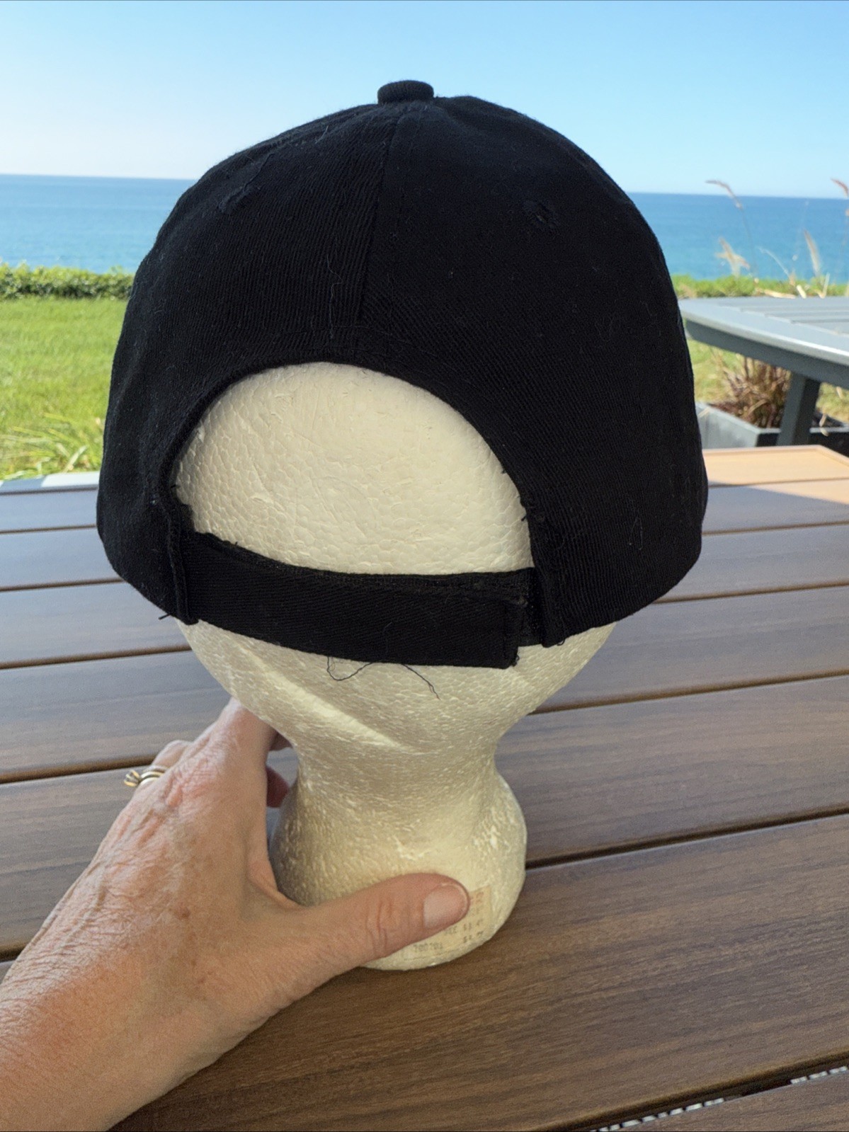 Rhinestone Black Baseball Type Hat Cap Gold and Black Sparkle Hook Loop Cotton