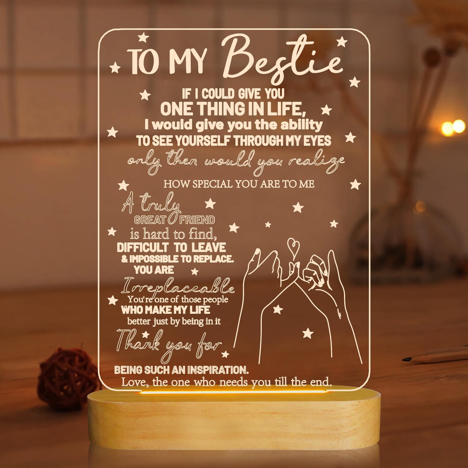 to My Bestie Gifts, Best 9 inches (L) x 1.5 (W) x 6 (H), Yellow