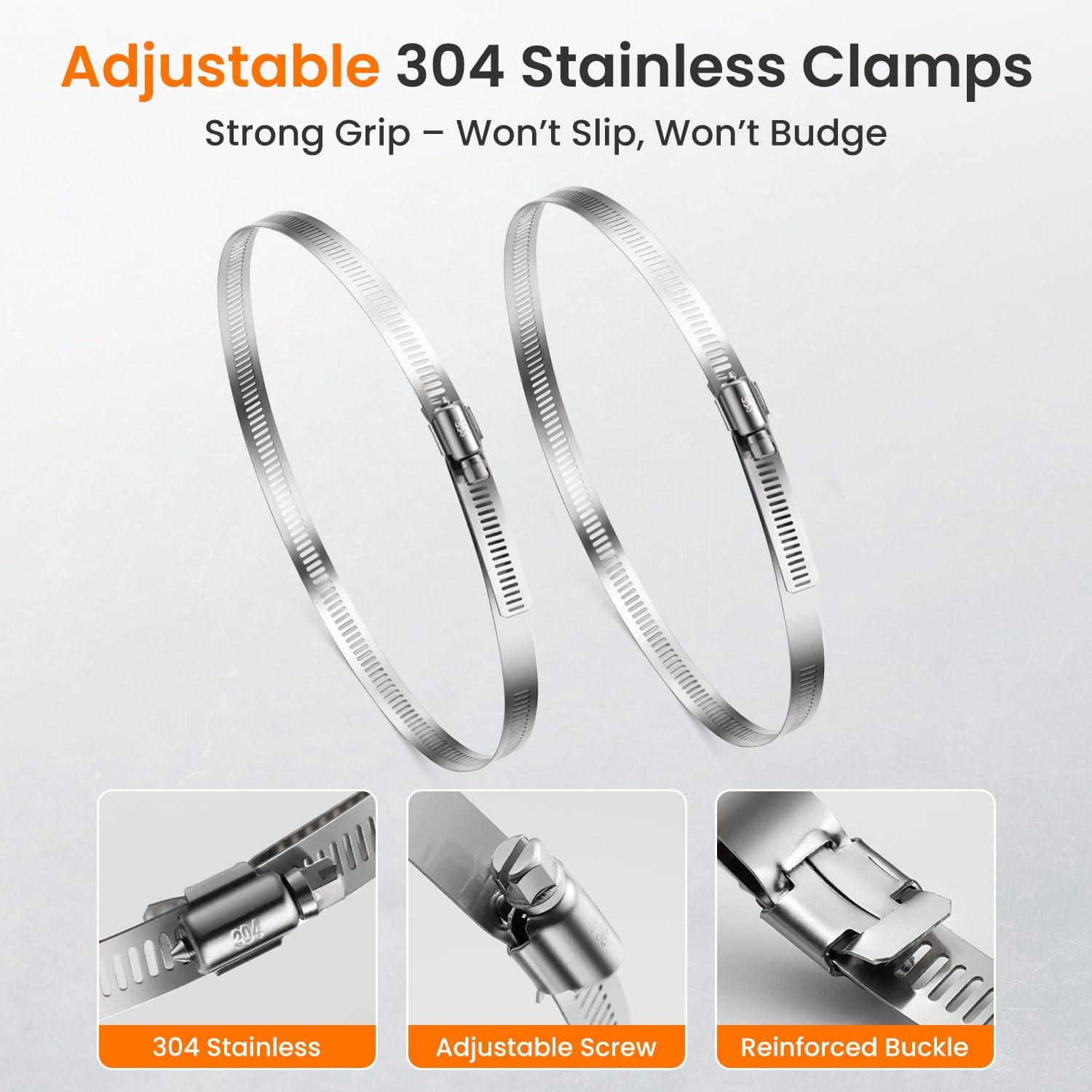 QILIPSU Pole Mounting Kits, 304 Stainless Steel 6.9" x 1.9" Brackets with Adj...