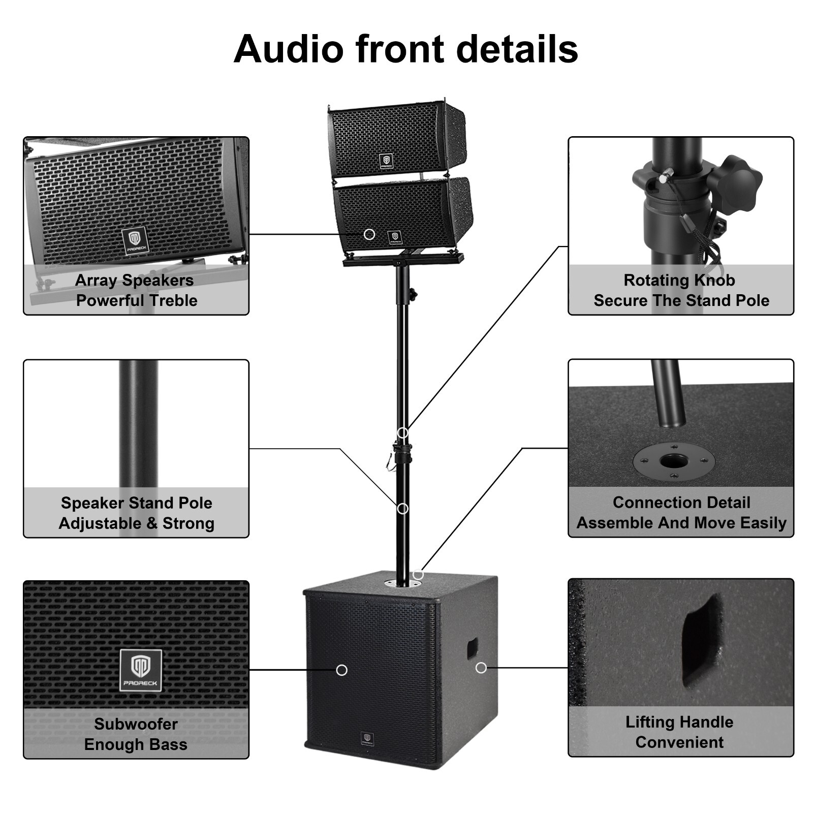 PRORECK CLUB 6000 Line Array PA Speaker System Bluetooth DJ Subwoofer 15'' 6000W