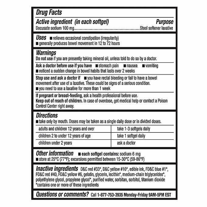 400 Softgels Compare to Colace Stool Softener 100mg Exp 01/2027 Kirkland