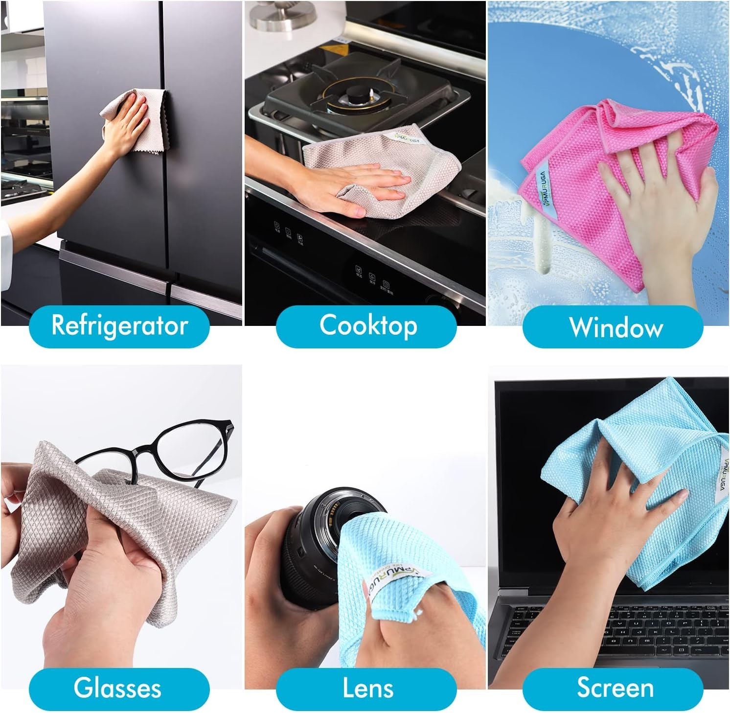 All-Purpose Fish Scale Microfiber Cleaning Cloths - 12 Pack, Lint-Free & Durable