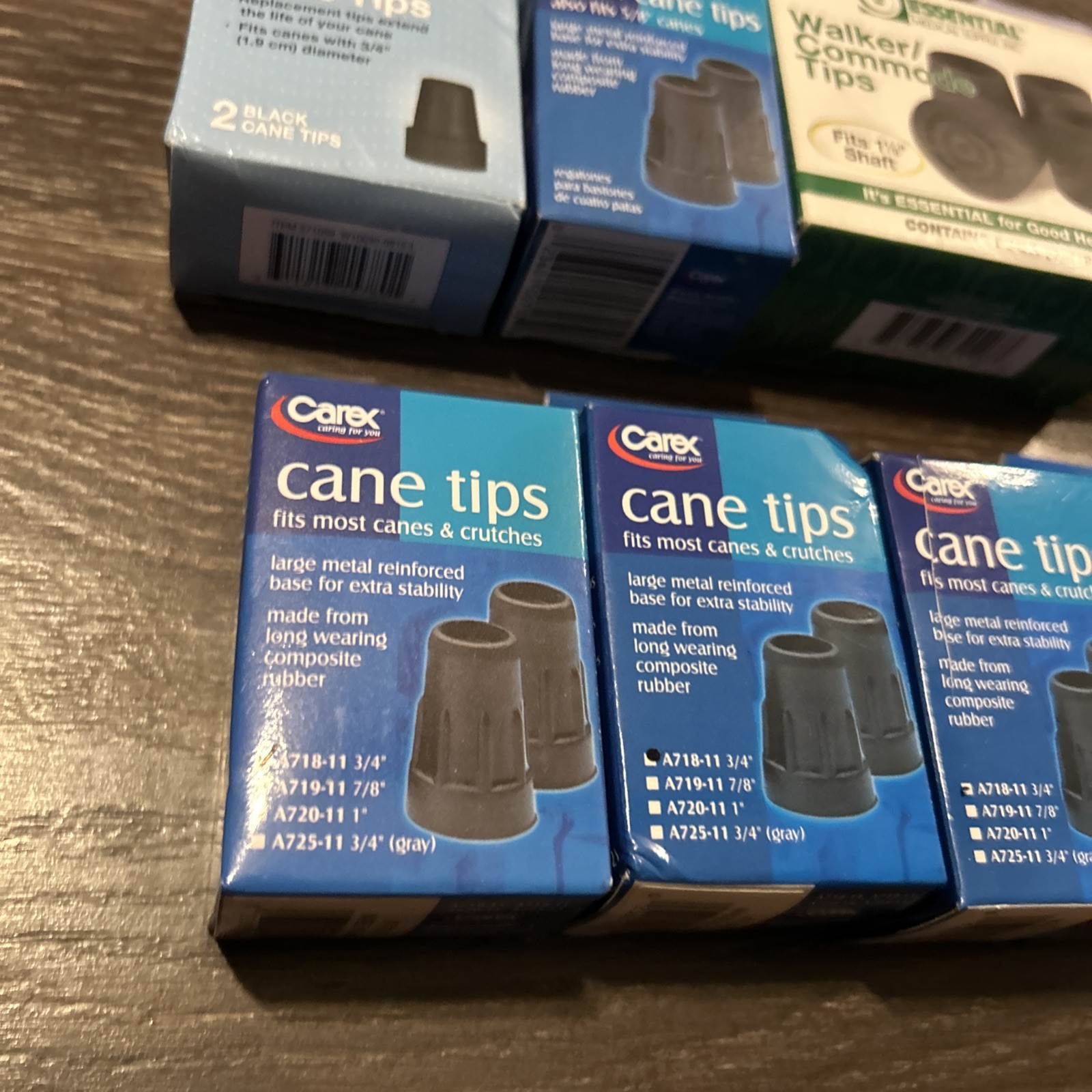 Carex A718-11 Cane Tips Standard Canes Crutches 3/4 Inch 4 Sets Of 2 + Bonus