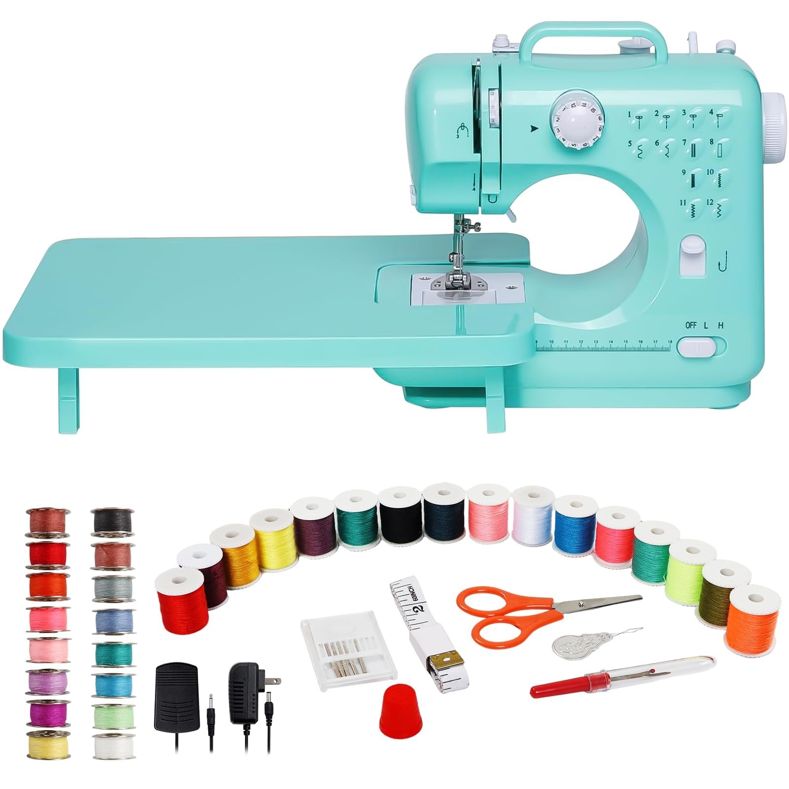 Sewing Machine for Beginners with Extension Table, Mini Electric Portable Sew...