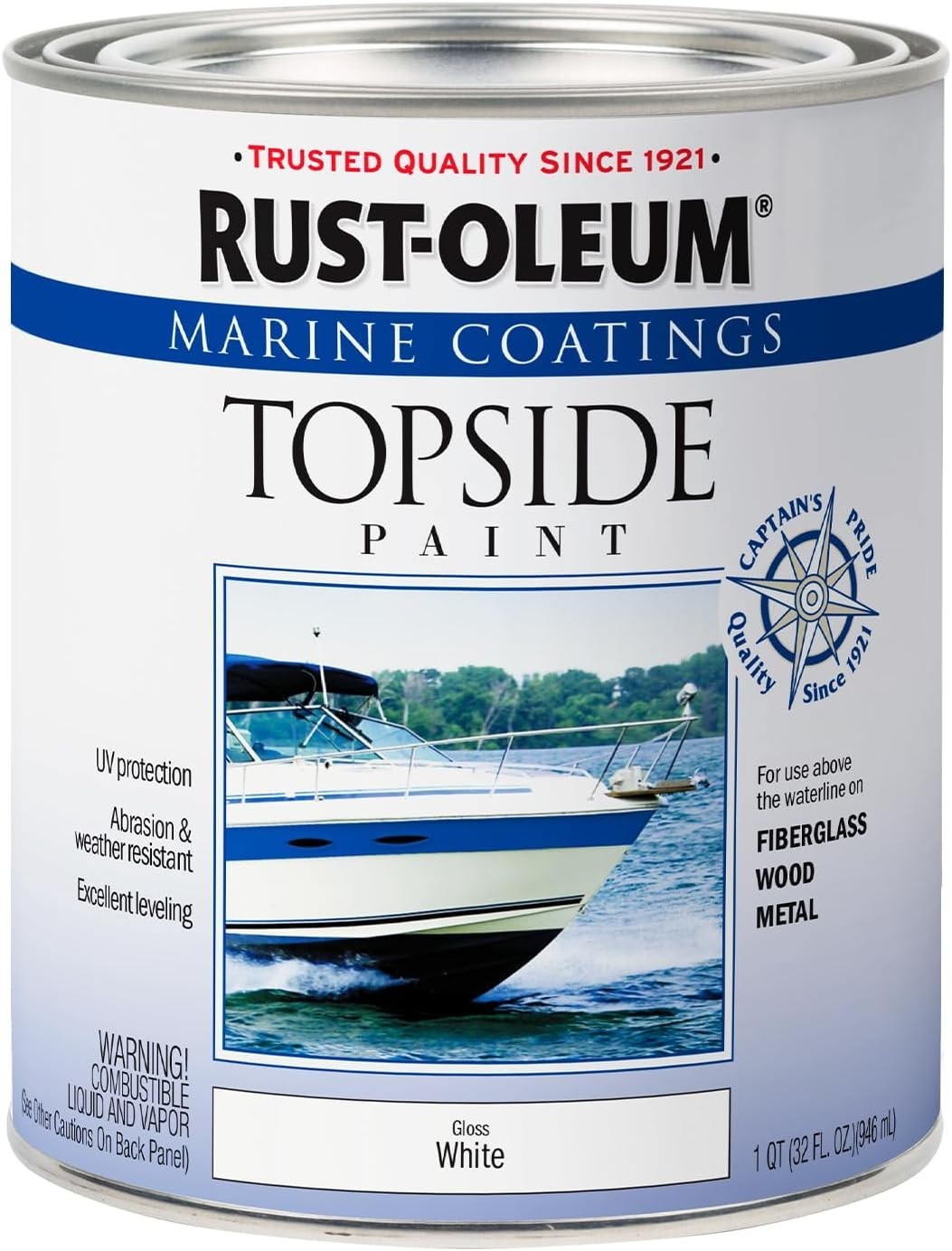 Rust-Oleum 206999 Marine Topside Paint, Gloss White, 1-Quart