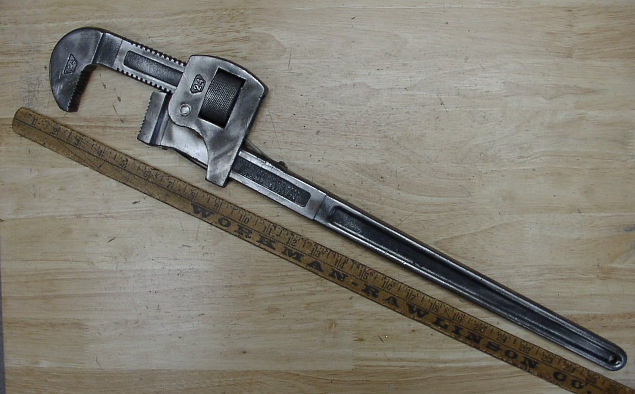 Antique Trimont Mfg. Co. Moroco Popular Stillson 24" Pipe Wrench,3" Capacity,EXC