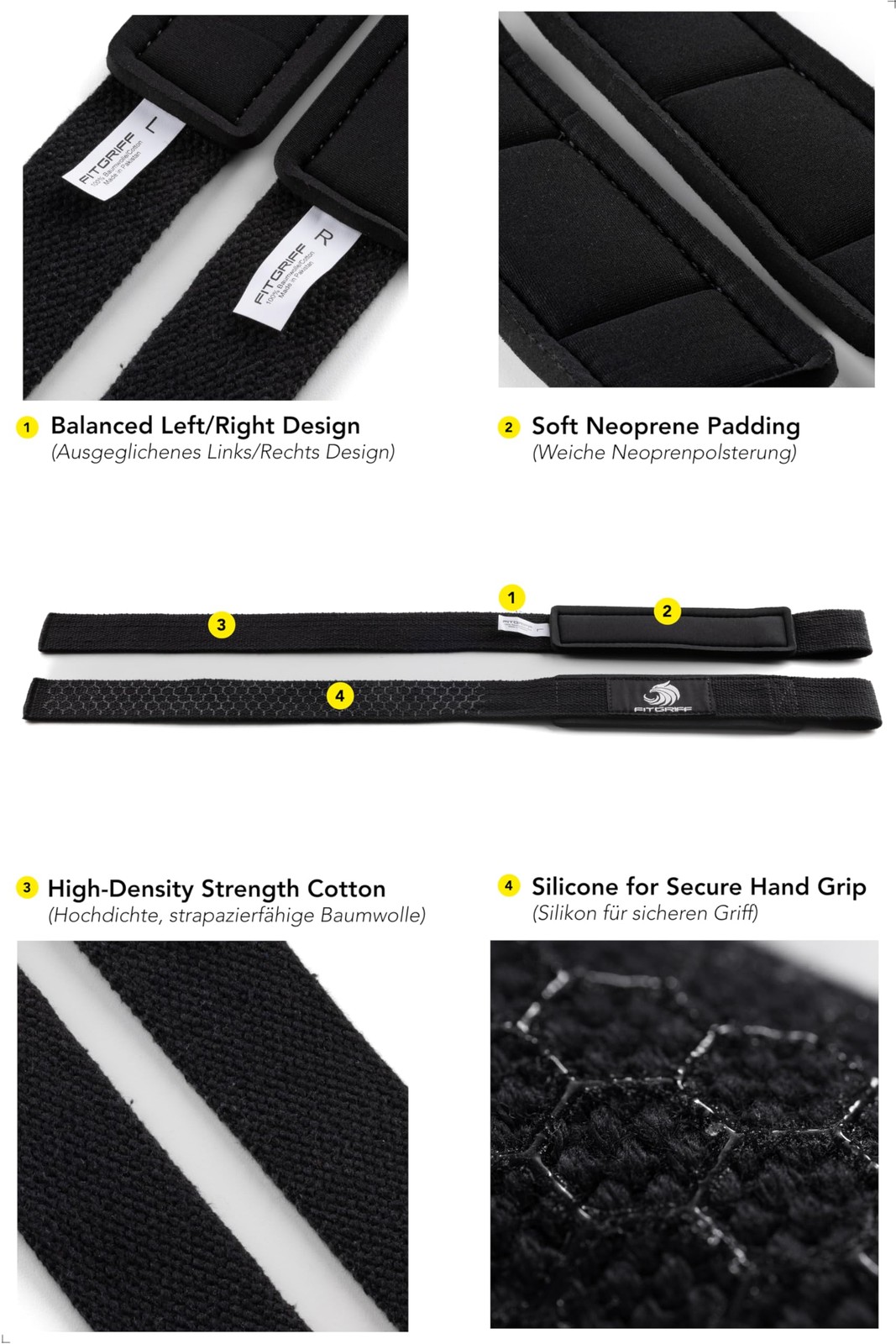® Lifting Straps & Wrist Wraps (Bundle) Superior Support for Weightlifting & ...