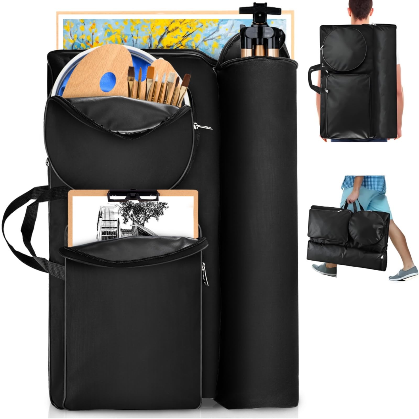 Acshio Art Portfolio Backpack, Large 24''L x 18''W x 18''W, Black